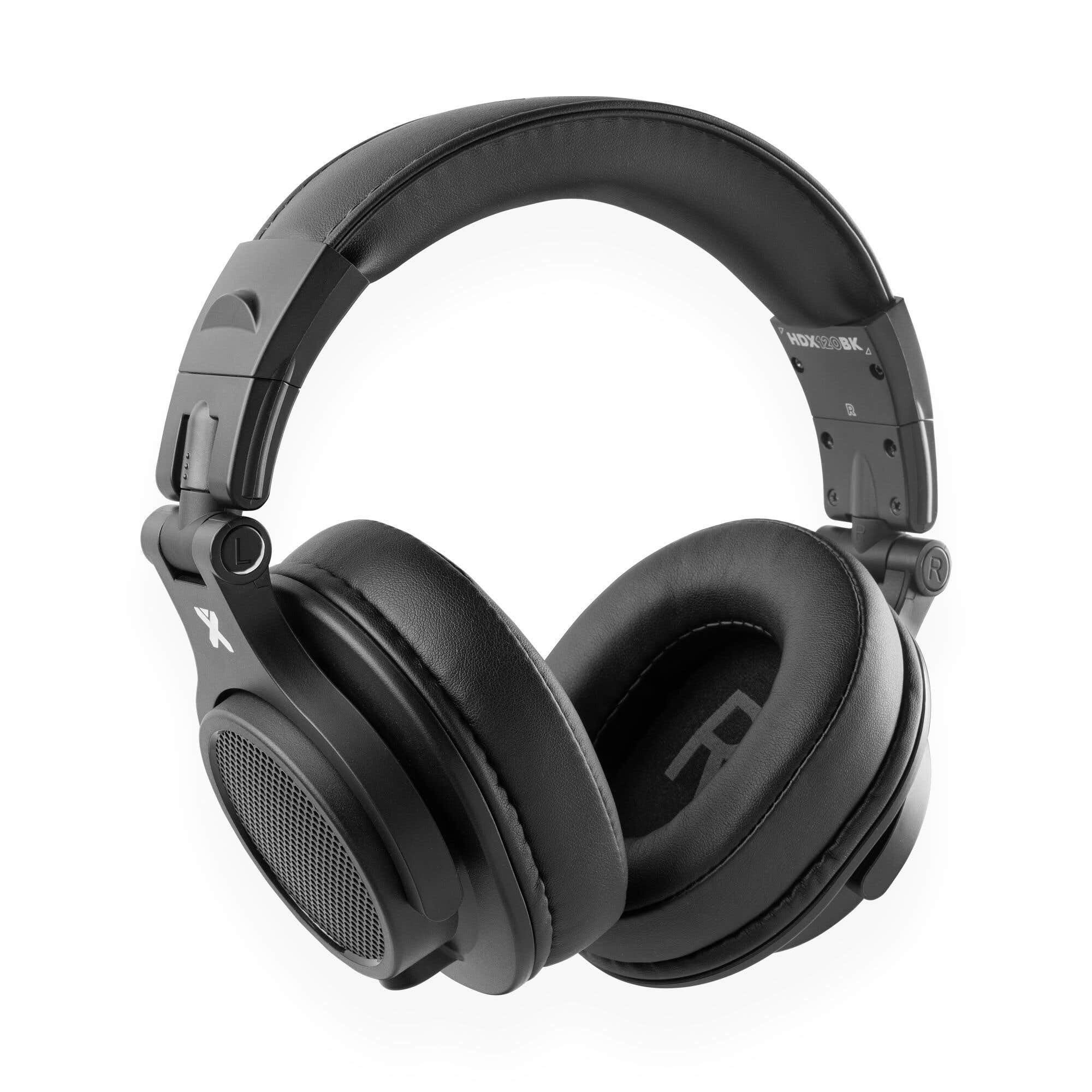 Vonyx HDX120BK - Casque DJ Noir avec Sac de Transport - Casque Audio Filaire Pliable pour Mix et Monitoring