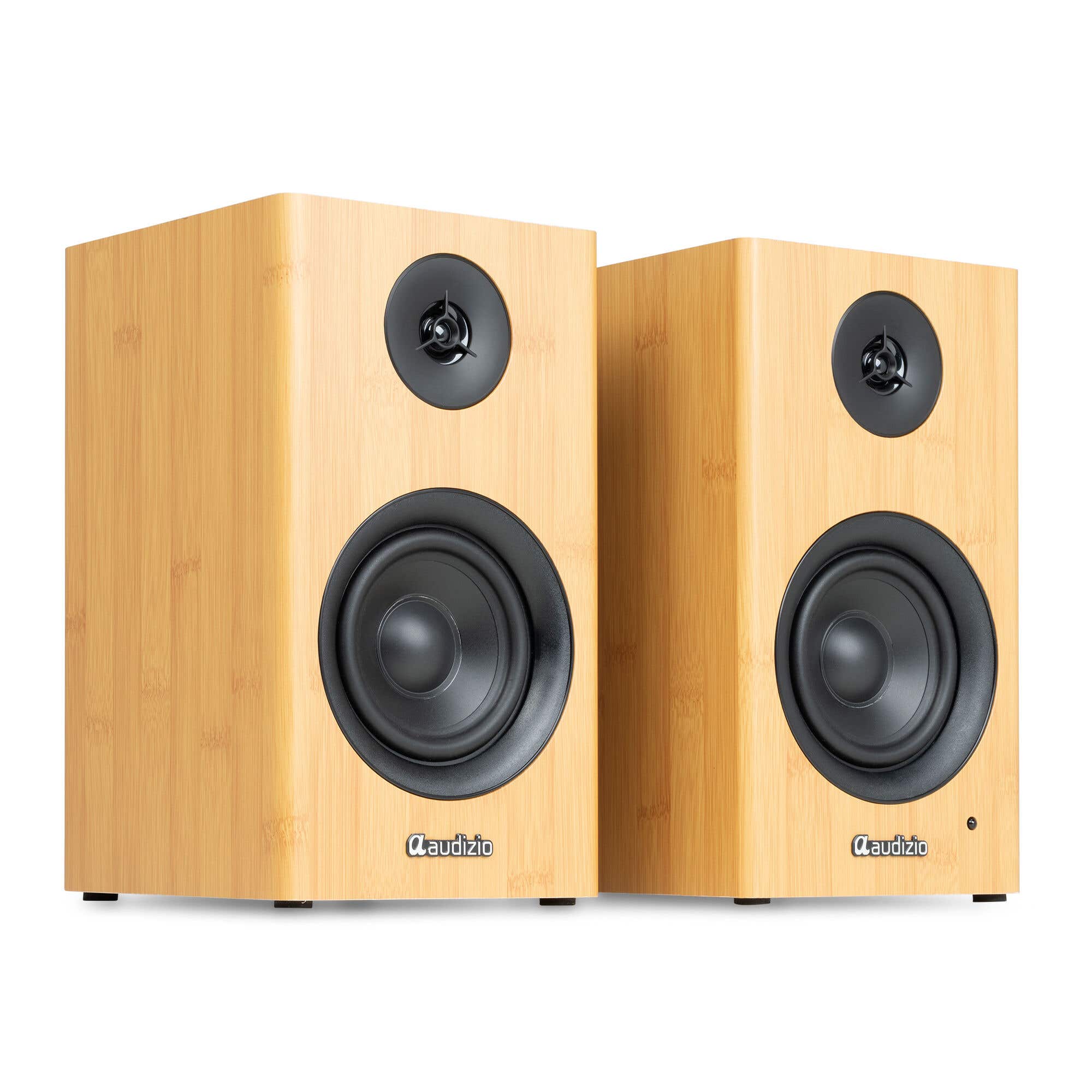 Audizio BS15 Enceintes Bibliothèque BT Actives 60W Bambou