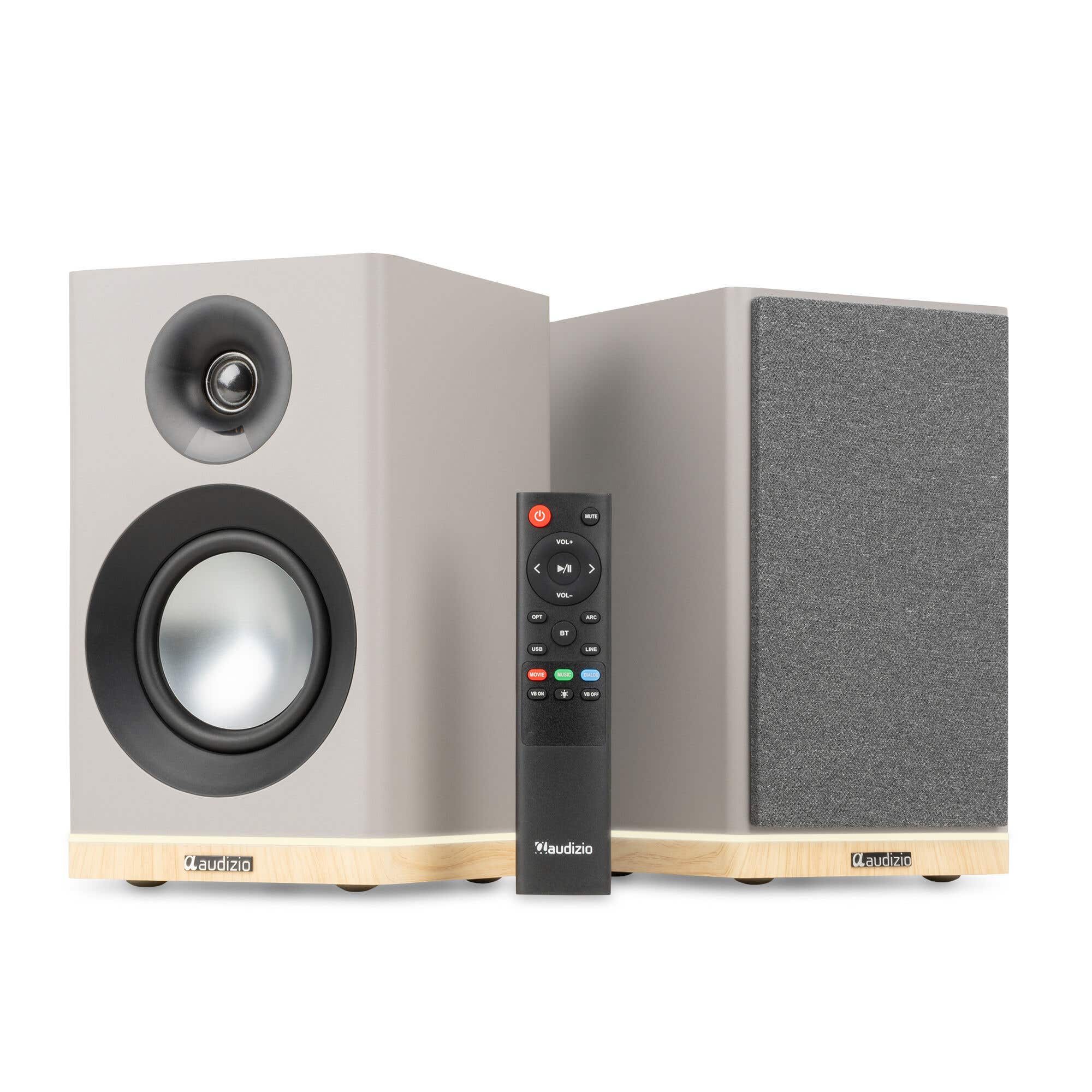 Audizio KS12 - Enceintes Hi-Fi Actives BT HDMI ARC 80 W avec Éclairage Ambiant - Gris 