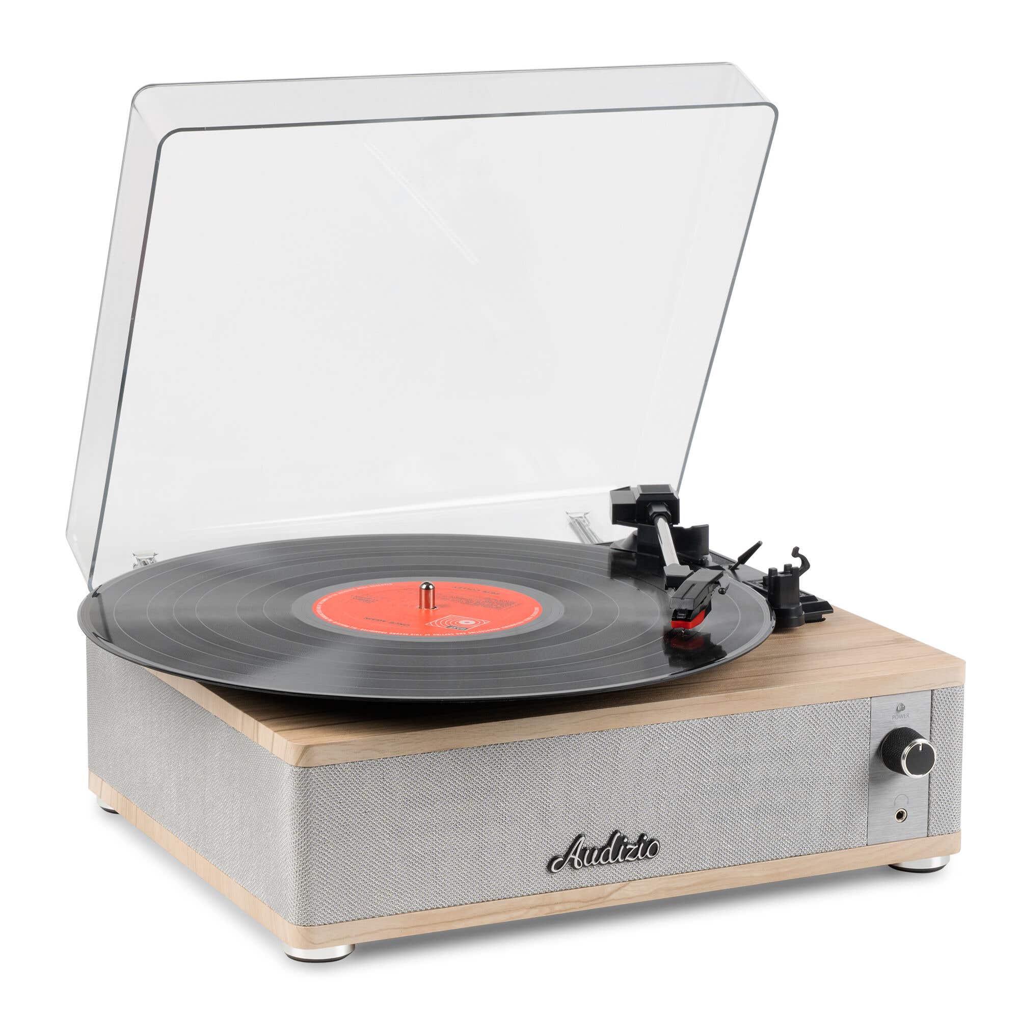 Audizio Irvine - Platine Vinyle Bluetooth avec Haut-parleurs Intégrés pour Disques 33, 45 et 78 Tours - Bambou
