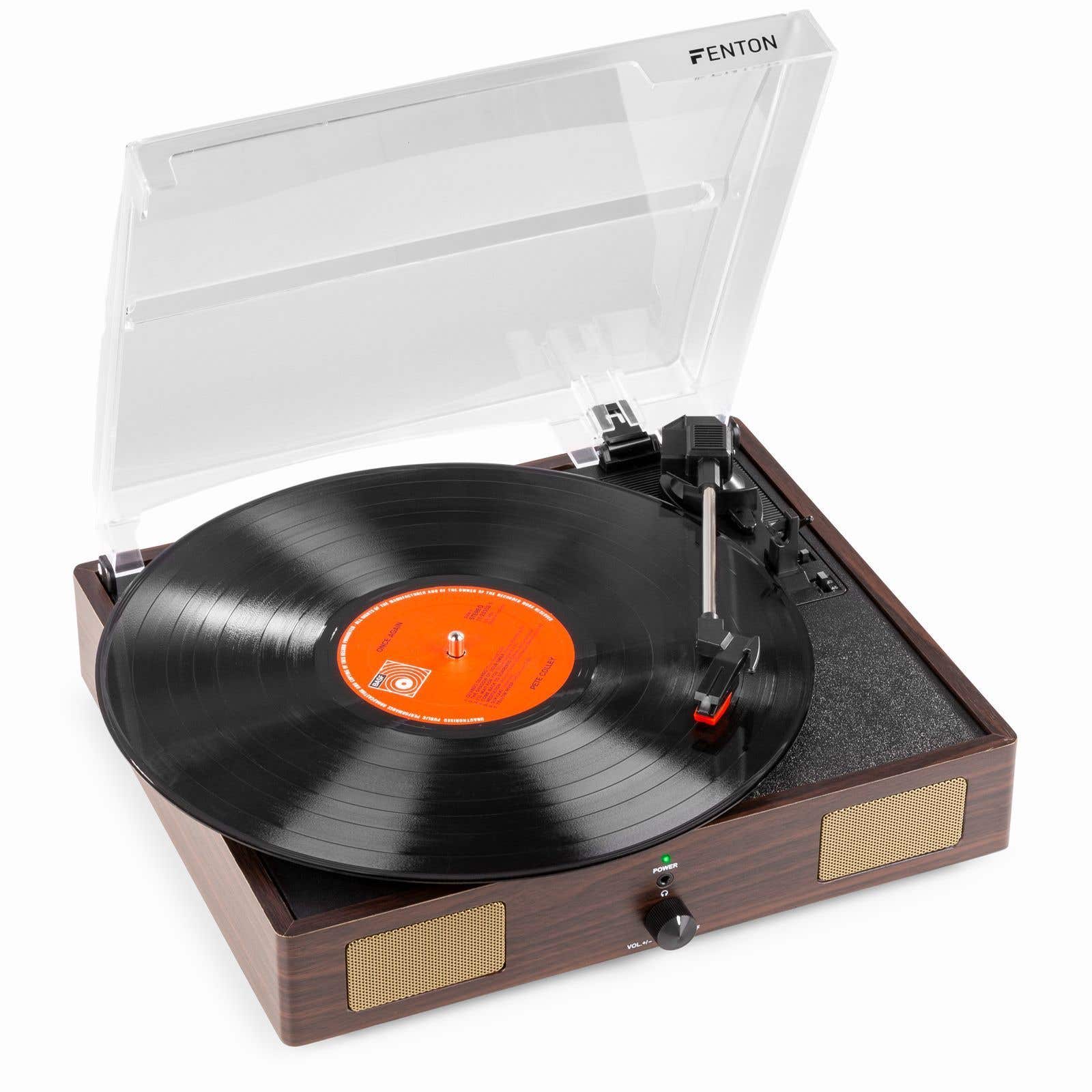 Fenton RP106DW - Platine Vinyle USB avec Haut-Parleurs Intégrés - Bois Foncé