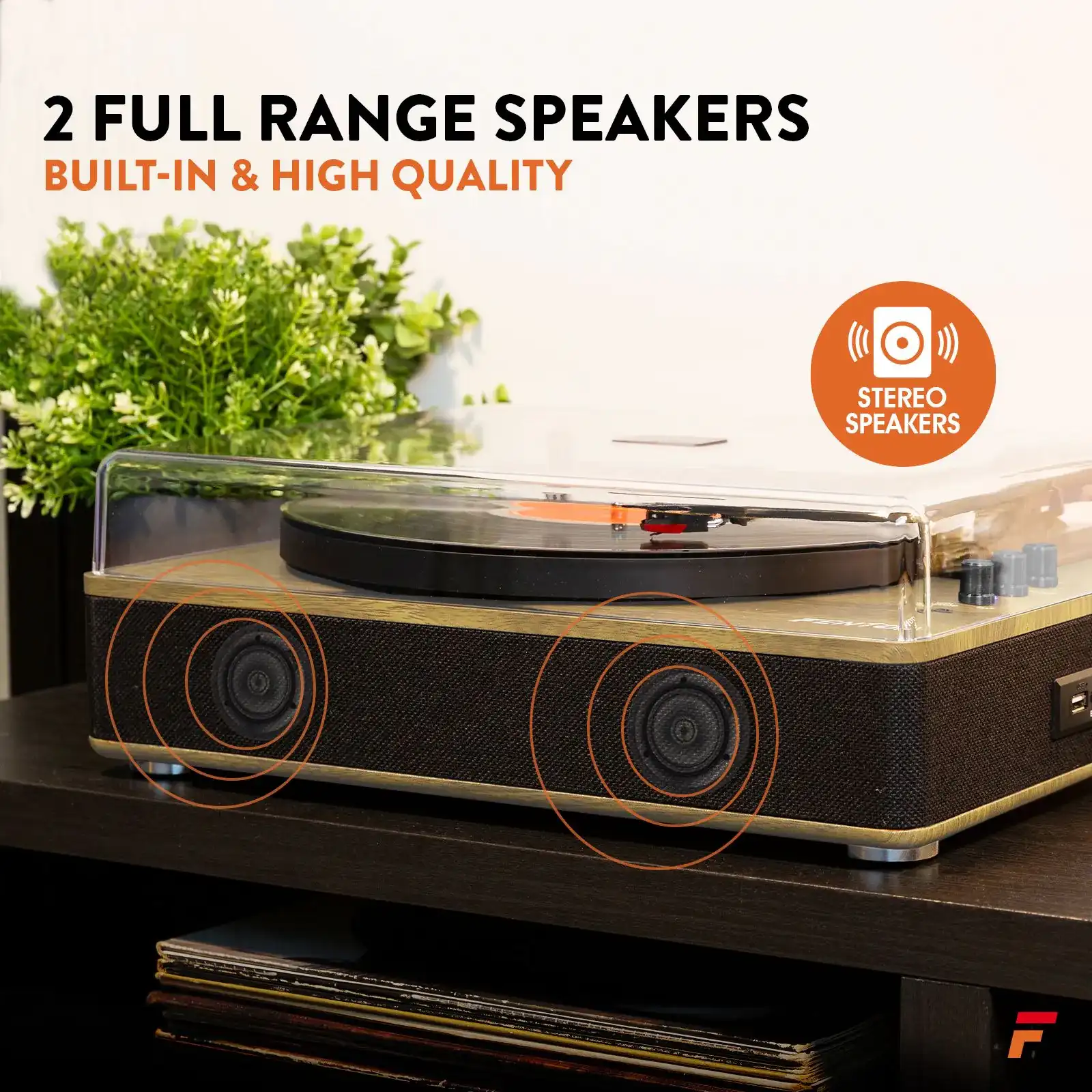 Tourne-disque Vinyle Avec Haut-parleurs Intégrés - Bluetooth 5.3, 3 Vitesses, Entrée Aux Et USB - Design Vintage En Noyer