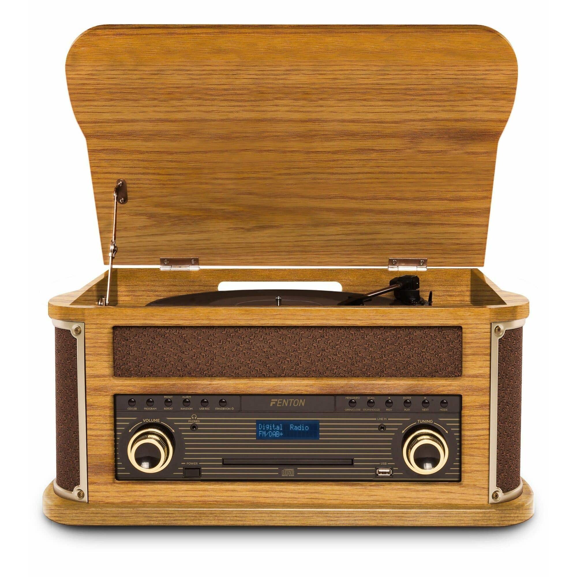 Fenton Memphis Platine Vinyle Bluetooth avec Radio Dab - Bois Clair