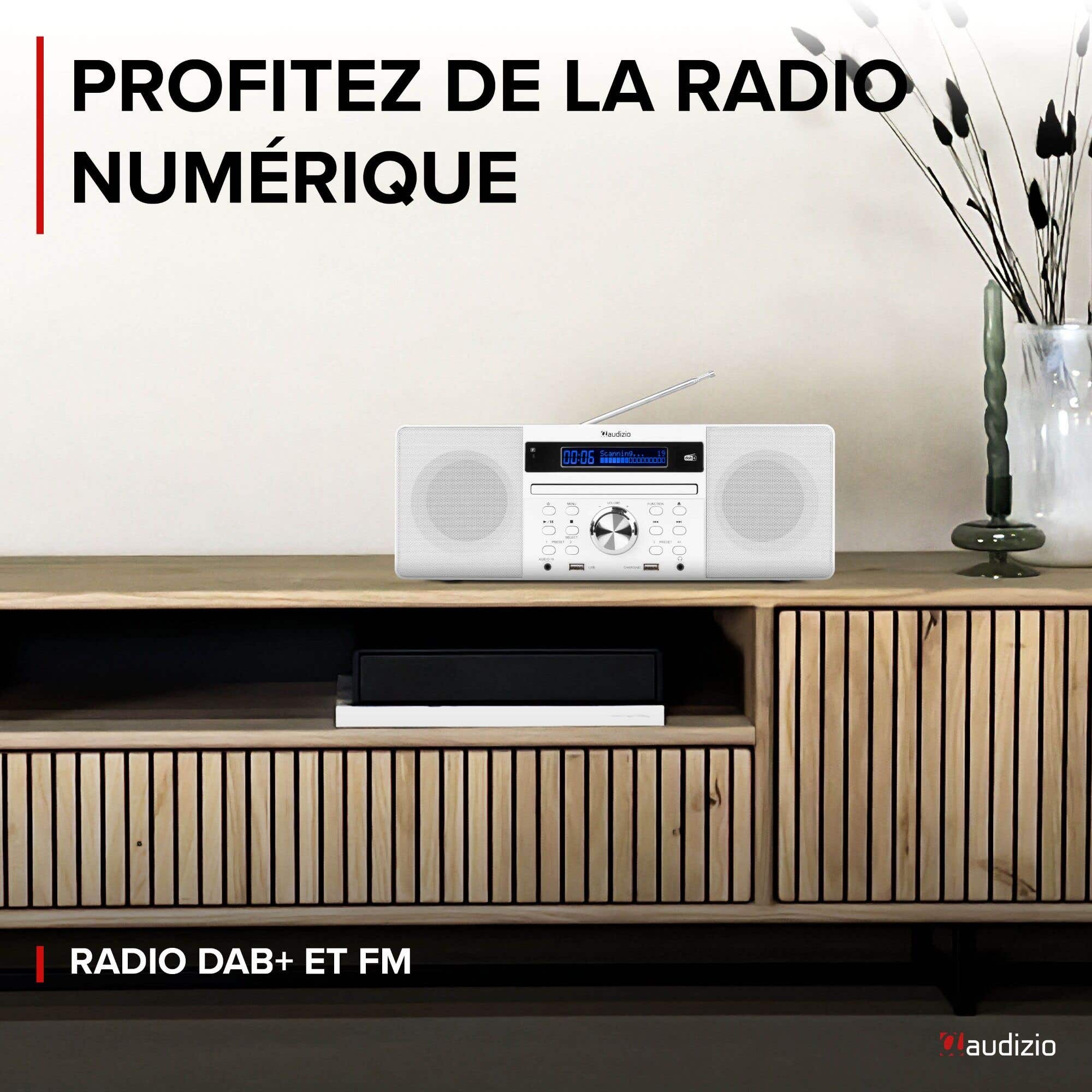 Radio Portable DAB+ FM OiDiPi - Écran LCD, 15h Autonomie, Blanc