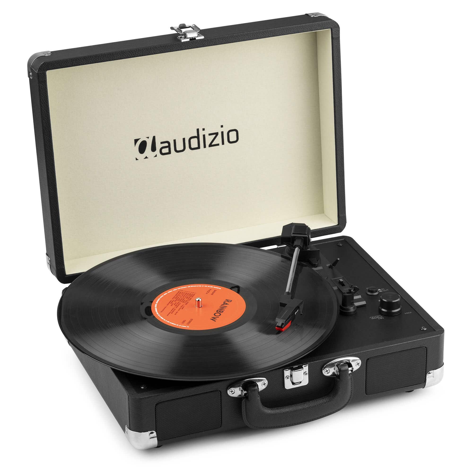 Audizio RP116BK - Platine Vinyle Rétro avec Bluetooth 5.0 IN & OUT, Haut-Parleurs Intégrés - Noire