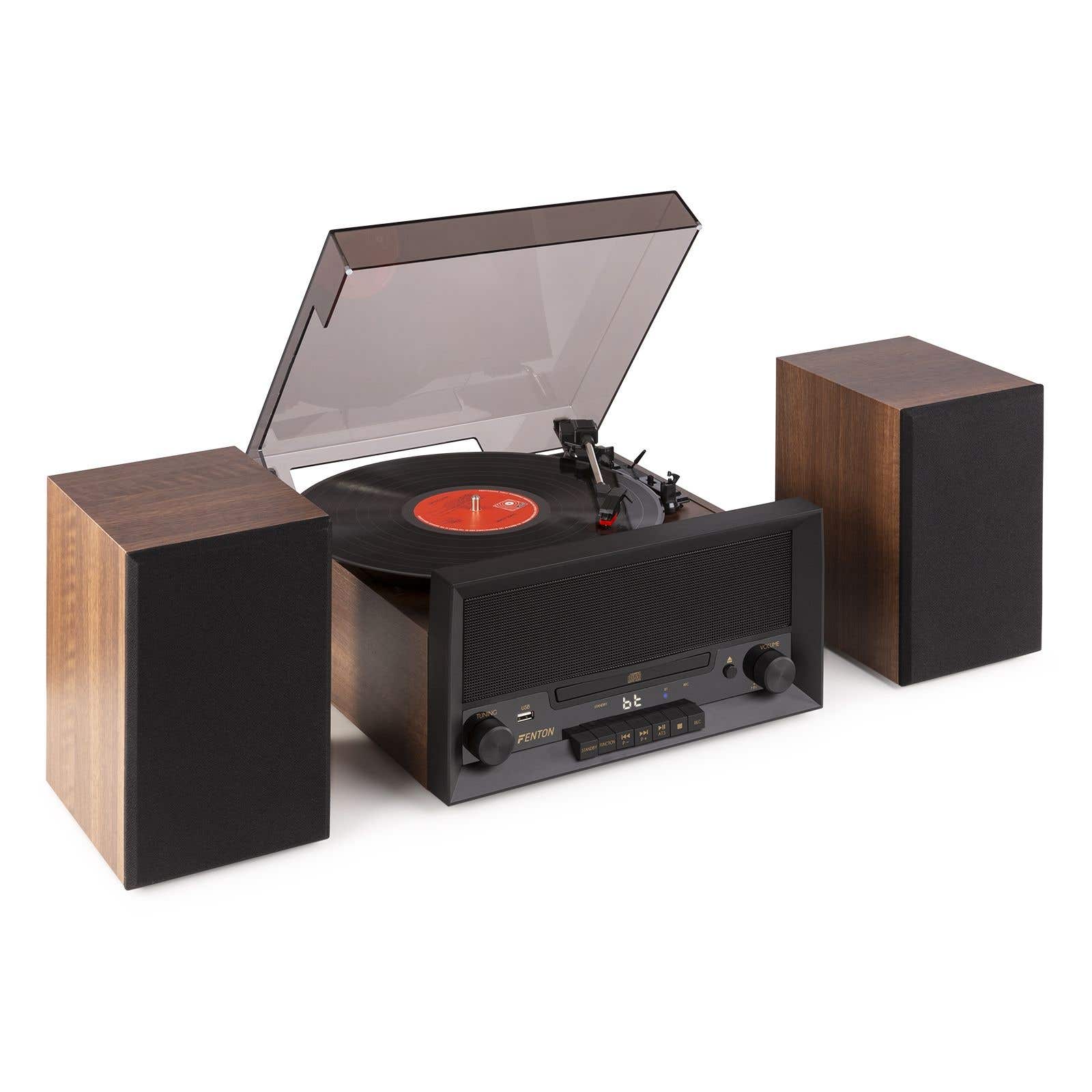 Fenton RP135WSET - Platine Vinyle avec Haut-Parleurs en Bois