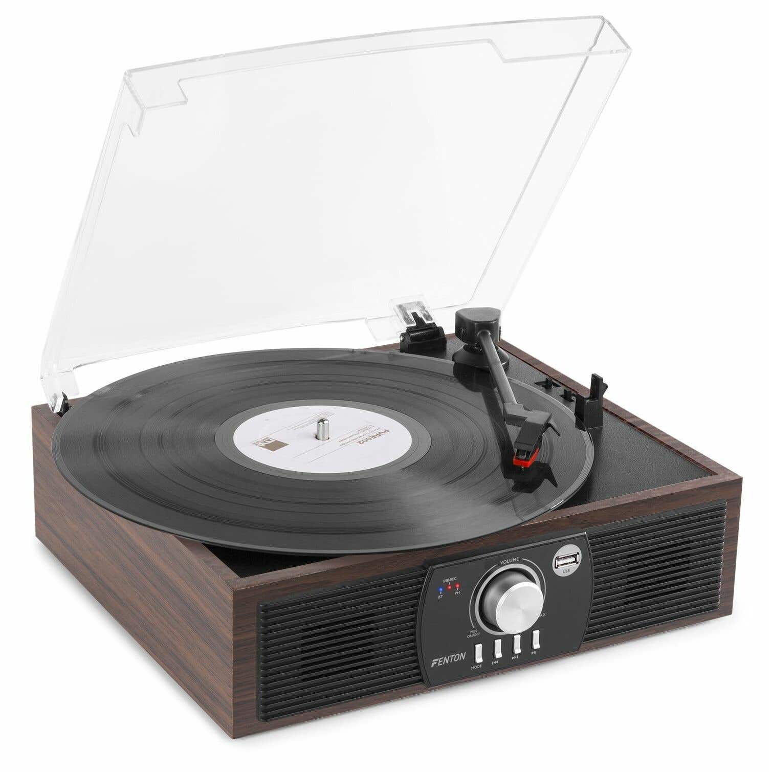 Fenton RP175DW Platine Vinyle Bluetooth - Noir/Bois