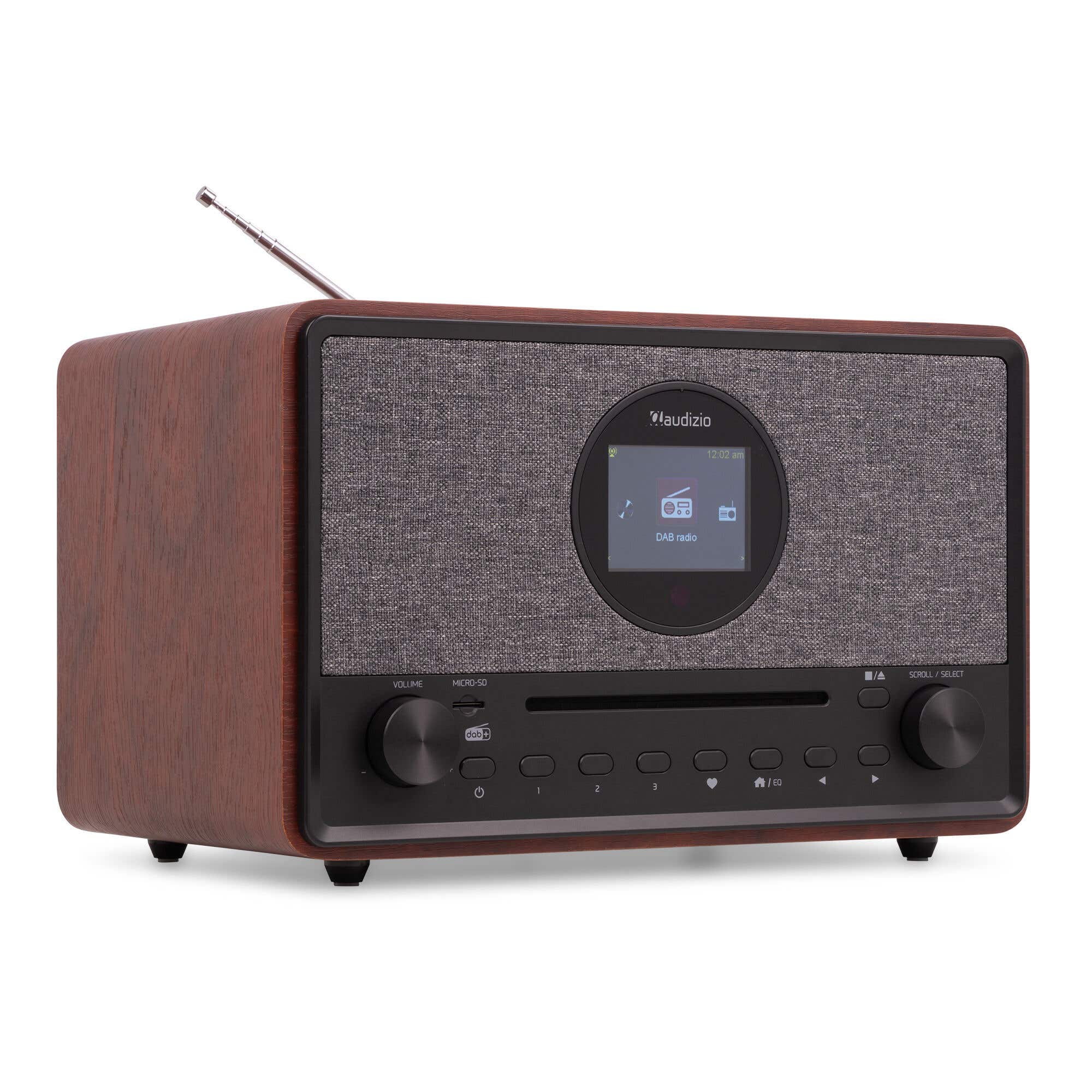 Audizio Lucca Radio DAB+ Internet Wi-Fi 60W - Bois Foncé, Écran LCD 2,8