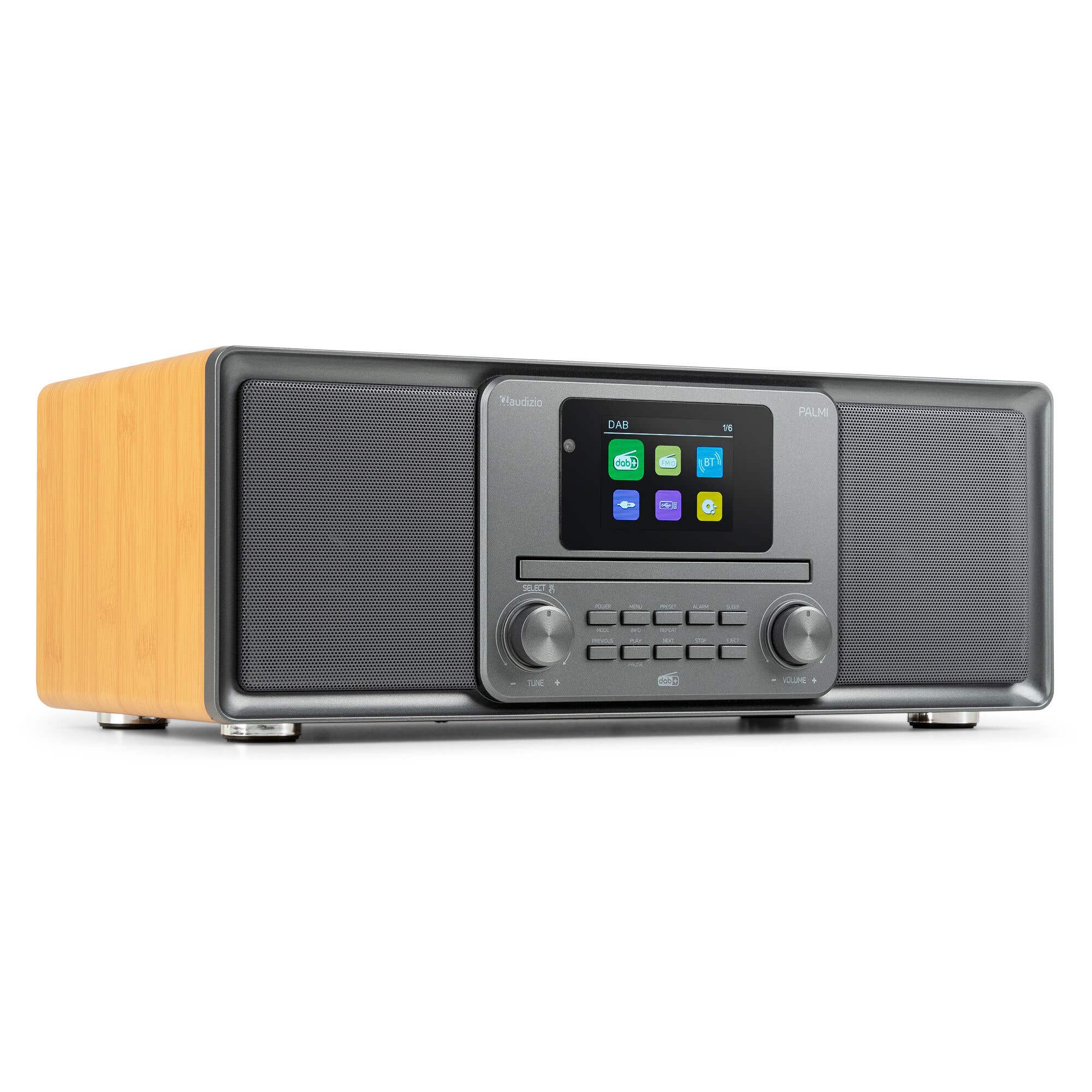 Audizio Palmi - Radio DAB+/FM Tout-en-Un avec Lecteur CD, Bluetooth, USB - Bambou
