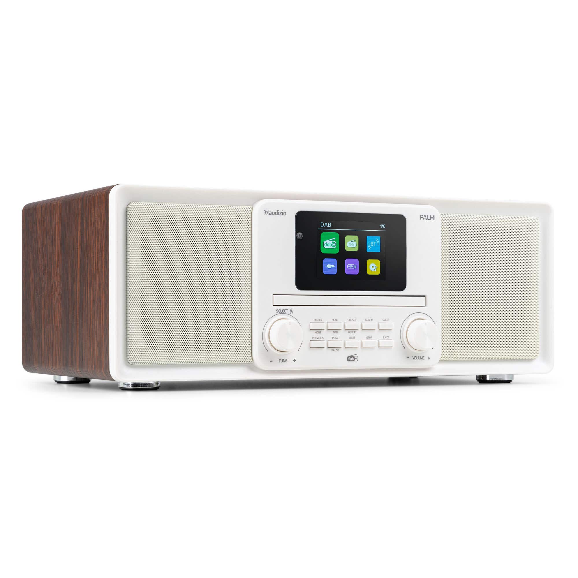 Audizio Palmi - Radio DAB+/FM Tout-en-Un avec Lecteur CD, Bluetooth, USB - Blanc