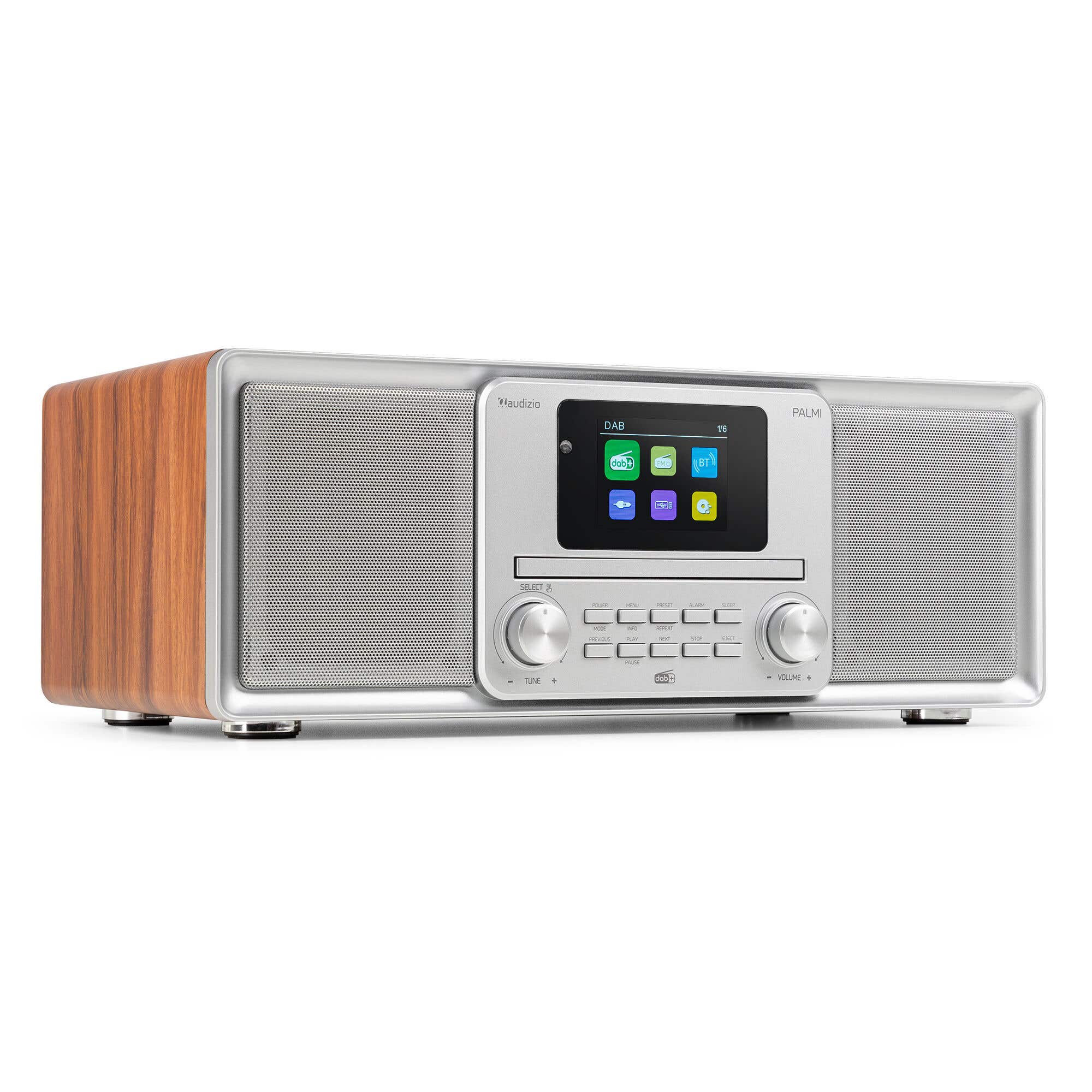Audizio Palmi - Radio DAB+/FM Tout-en-Un avec Lecteur CD, Bluetooth, USB - Argent