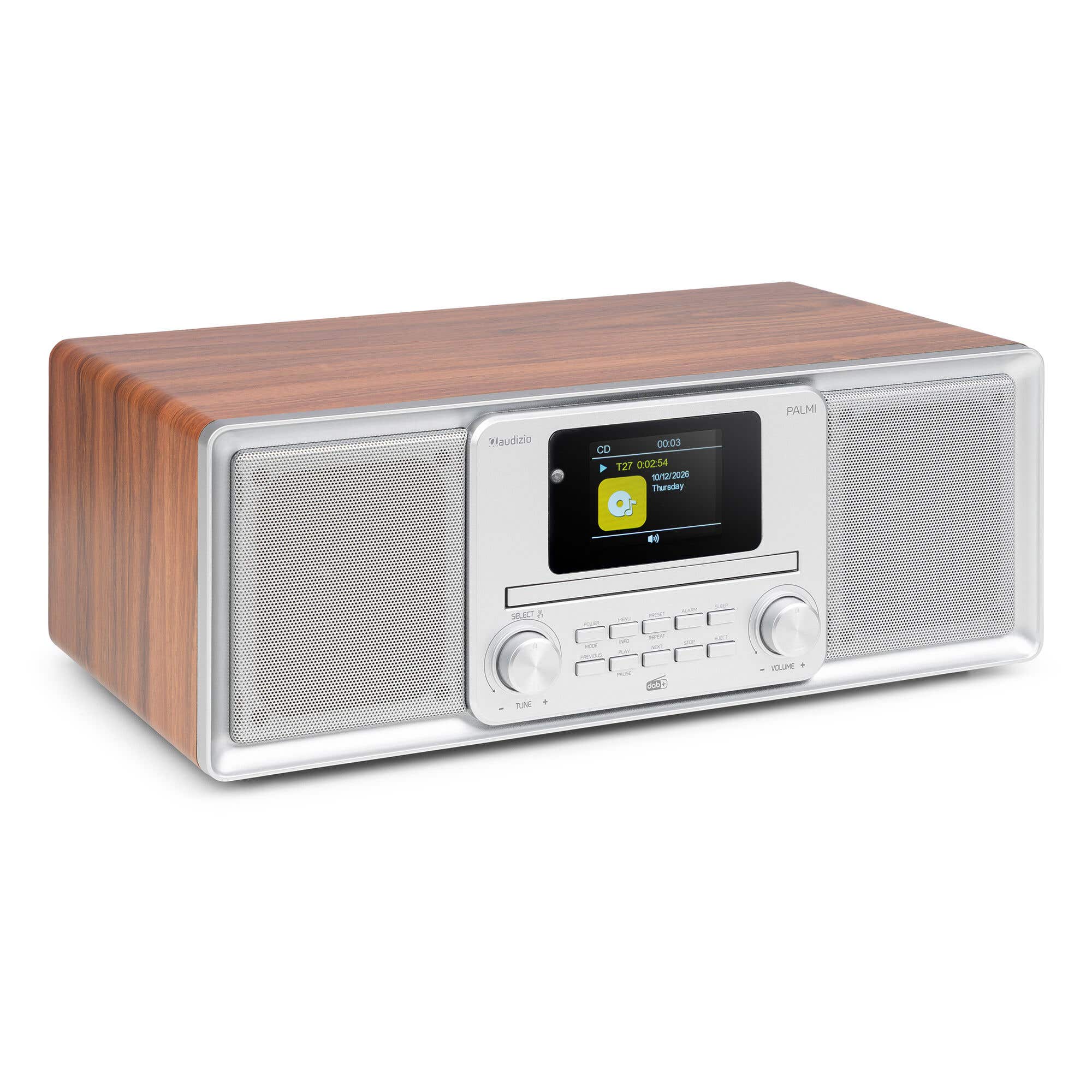 Audizio Palmi - Radio DAB+/FM Tout-en-Un avec Lecteur CD, Bluetooth, USB - Argent