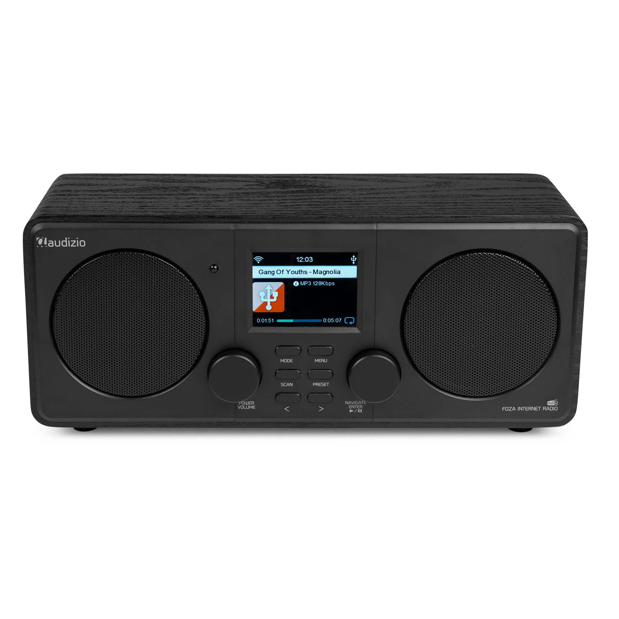 Audizio Foza - Radio Internet WiFi Stéréo, DAB+/FM et Bluetooth 5.0 - Noire