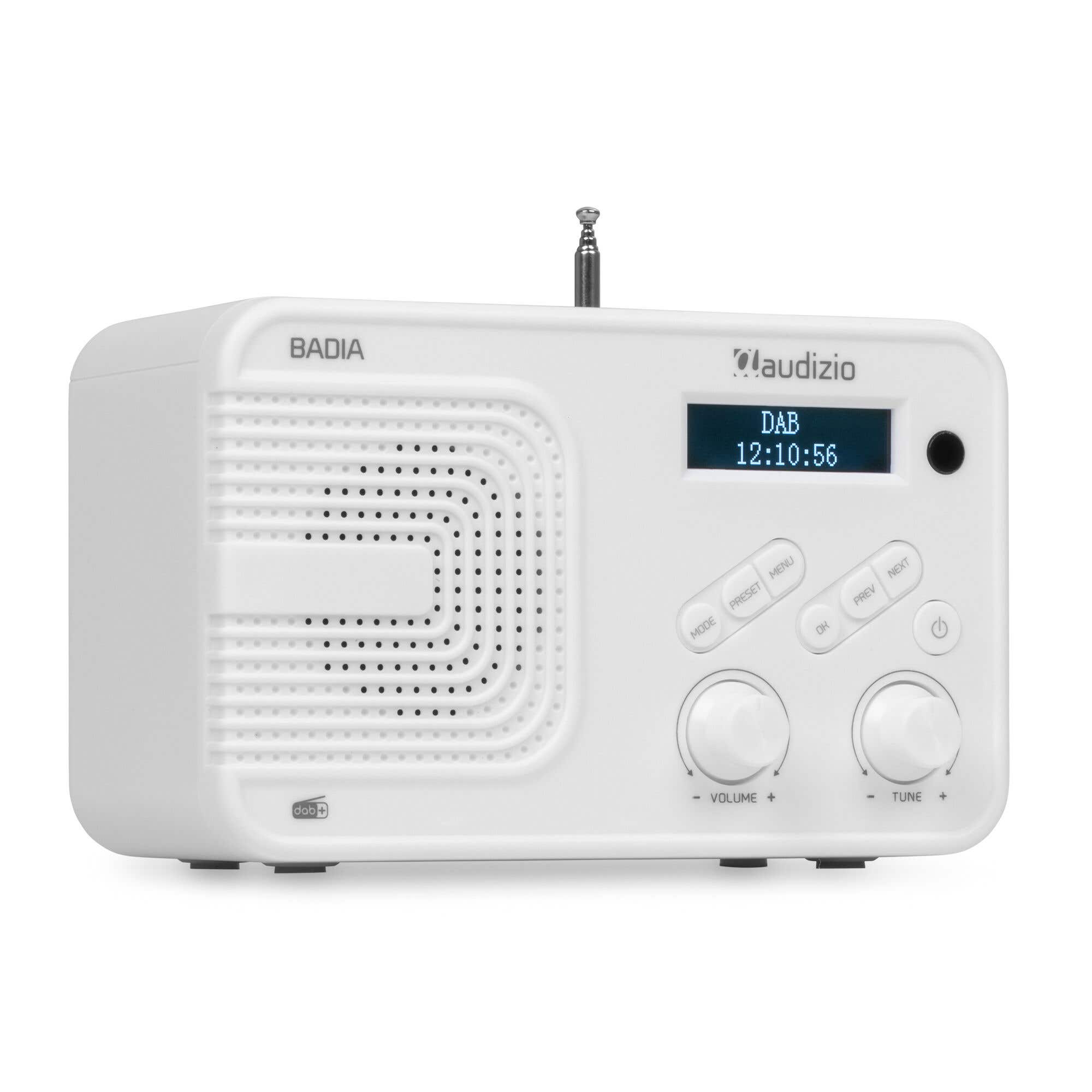 Audizio Badia - Petite Radio DAB+ FM sur Batterie Bluetooth 15W - Blanche