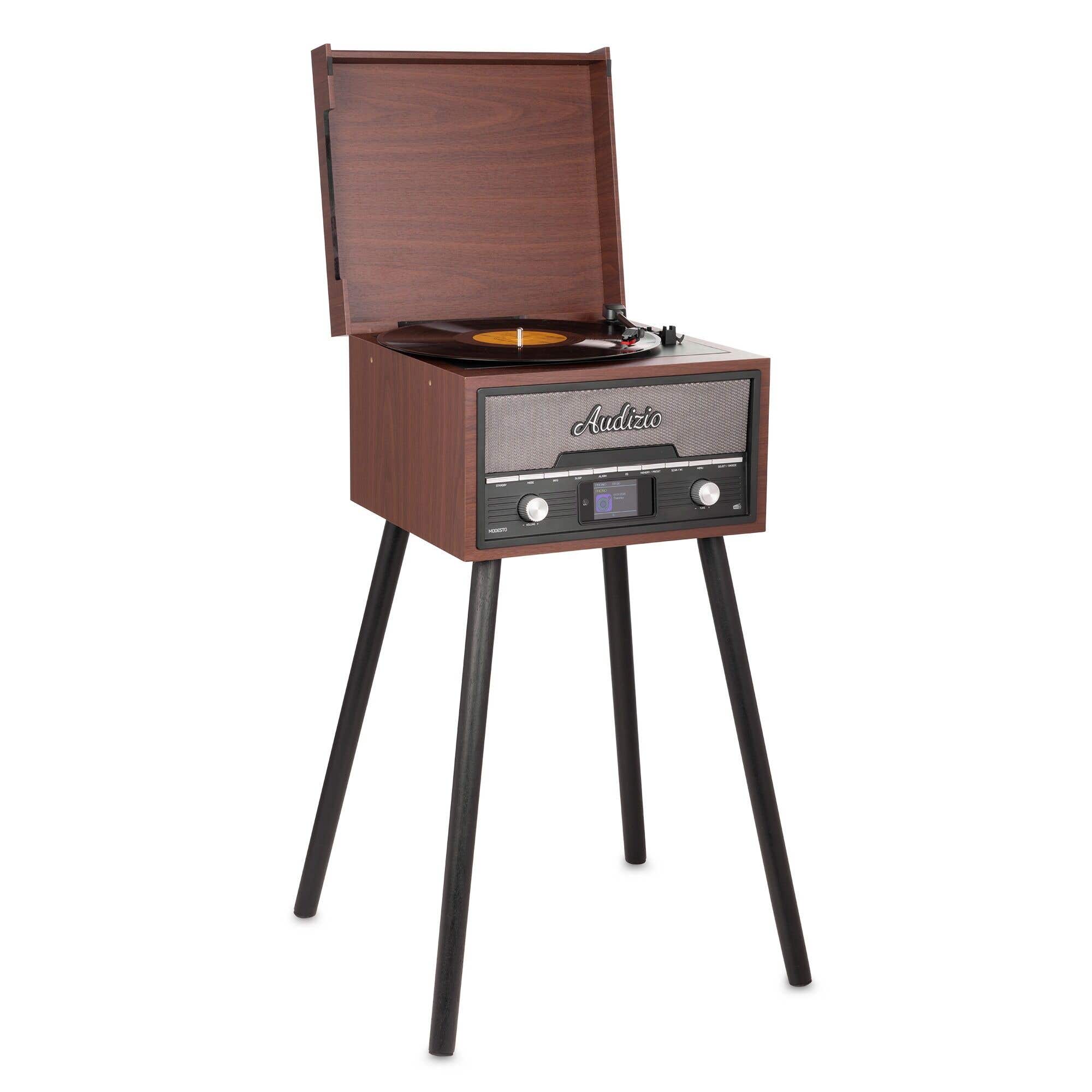 Audizio Modesto Record Player with Stand Wood