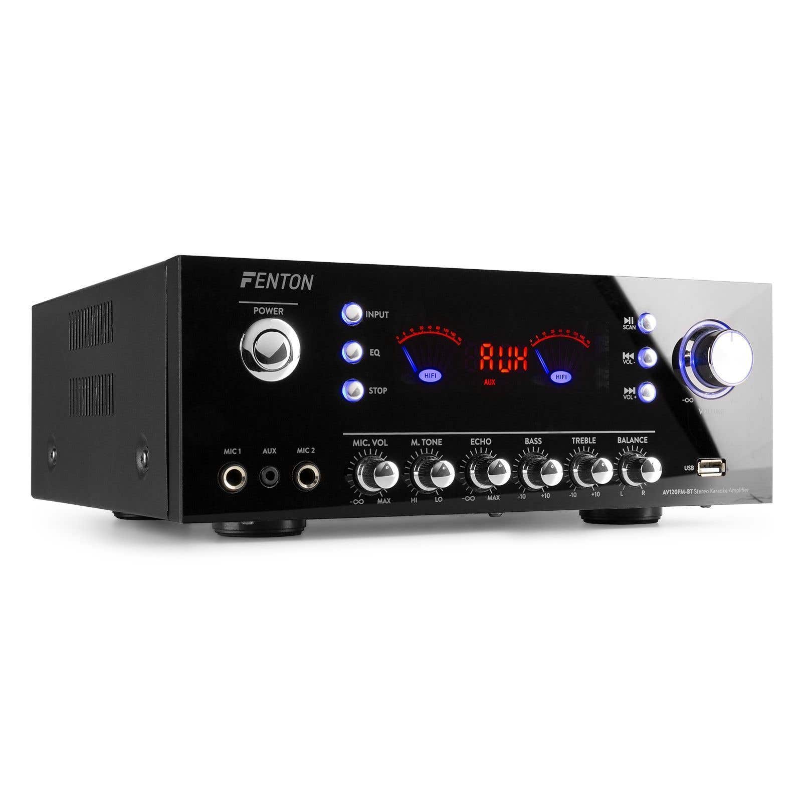 Fenton AV120FM-BT - Amplificateur, Puissance de 2x 60W, Bluetooth