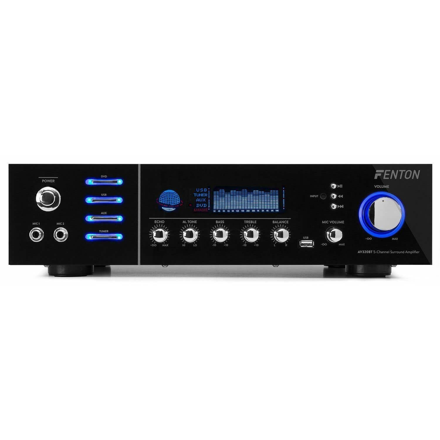 Fenton AV320BT - Amplificateur 5 Canaux, Puissance 2x 100W, Bluetooth, USB