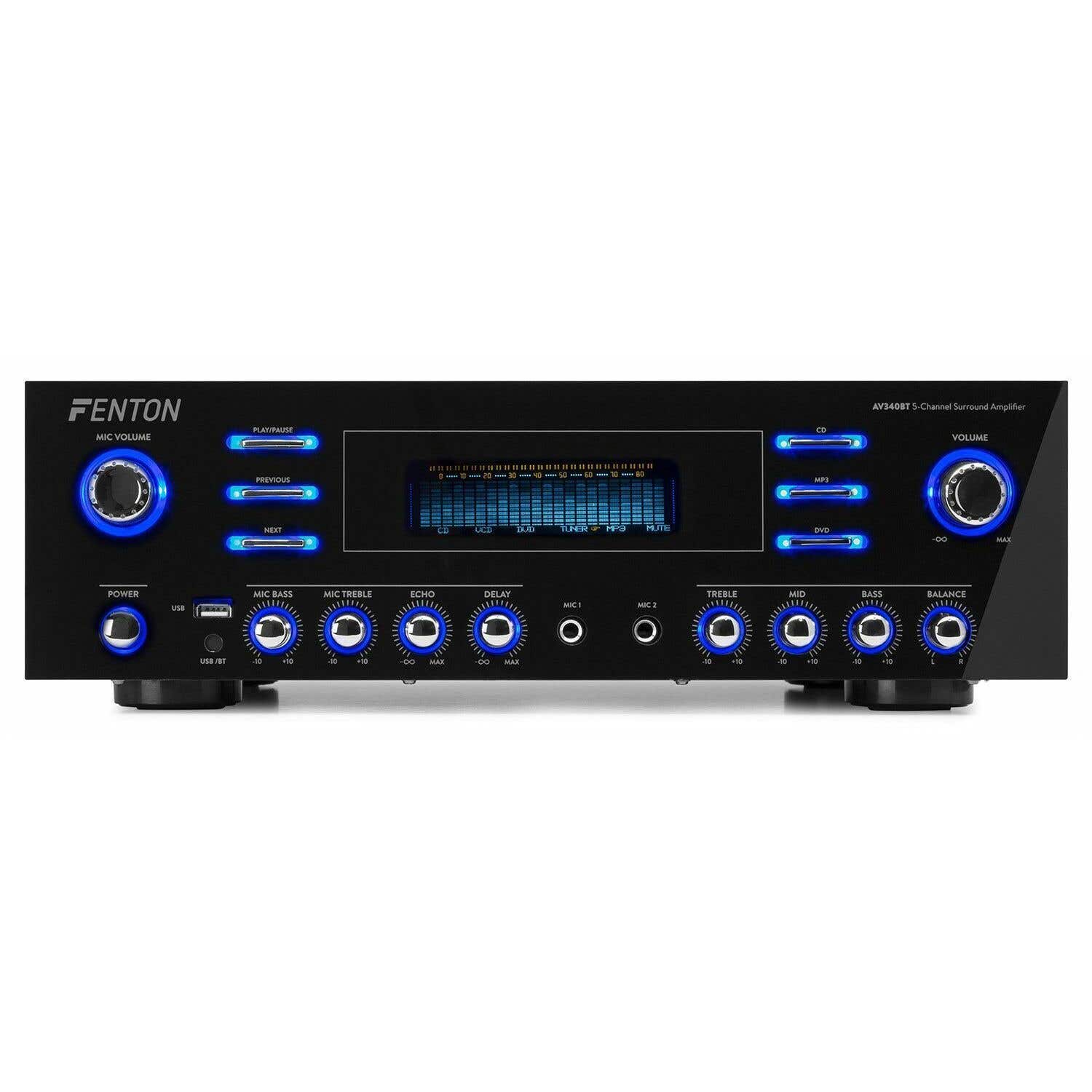 Fenton AV340BT - Amplificateur Home-cinema Bluetooth, 500W, Lecteur MP3, USB, RCA