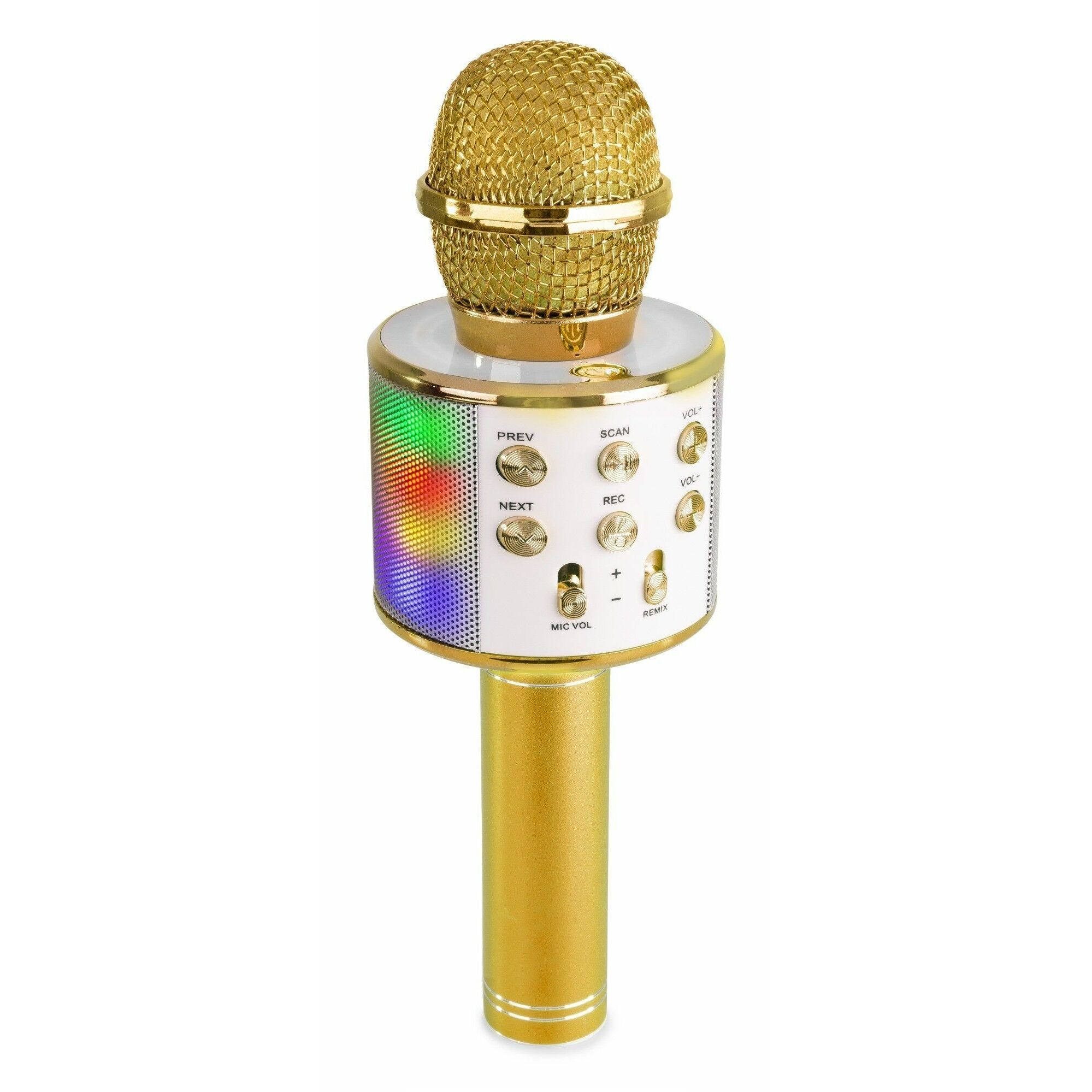 MAX KM15G - Micro karaoké sans fil bluetooth éclairage LED - Doré