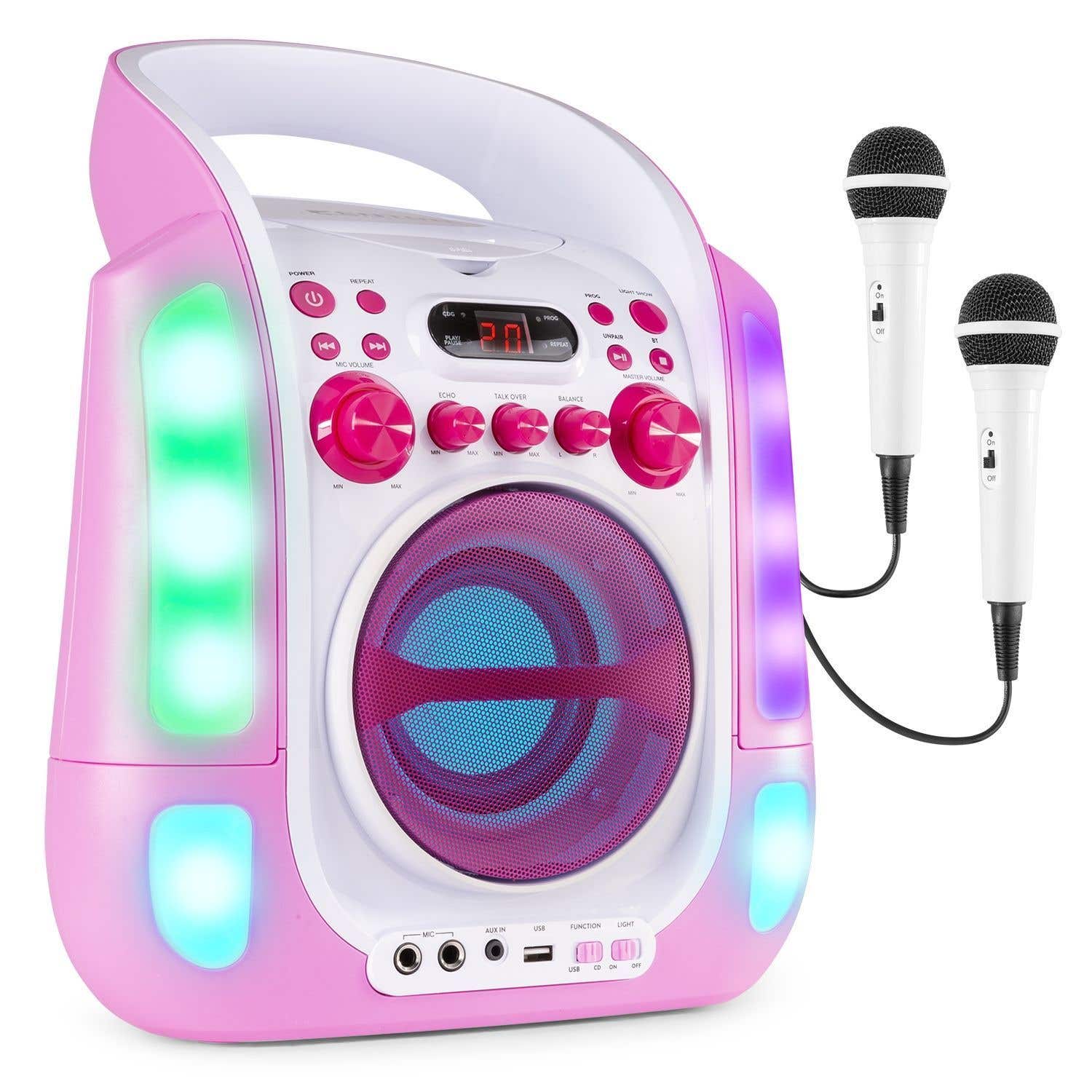 Fenton SBS30P - Enceinte Karaoké Bluetooth Portable avec 2 Microphones - Rose