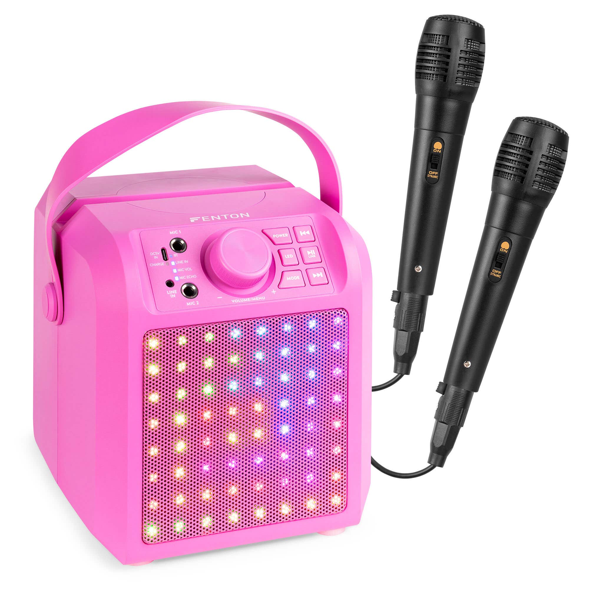 SUDOTACK Machine De Karaoké Avec 2 Microphones Sans Fil, Enceinte Bluetooth Avec Réglage Des Basses/aigus, Pour Fête, Extérieur, Mariage, église, Pique- Nique, Cadeau, Adultes/Enfants, Noir