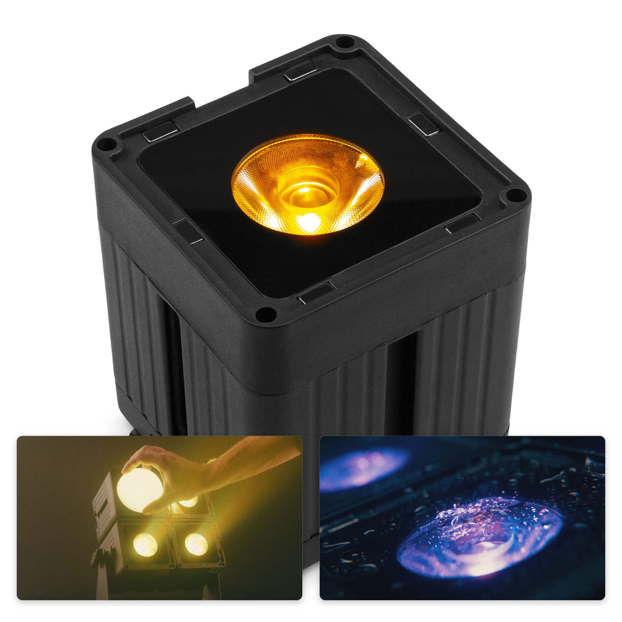 BeamZ Pro KUBE20BK - Projecteur LED PAR Uplight sur Batterie IP65 WDMX 20 Watts - Noir