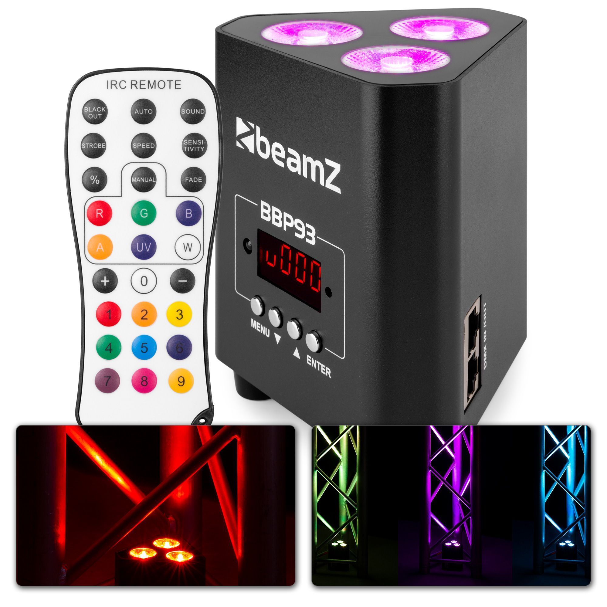 BeamZ BBP93 - Projecteur UPLIGHT PAR, 3 x LED RGBW, mode DMX