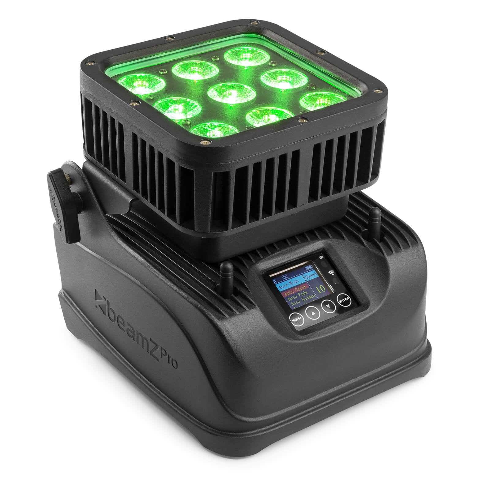 BeamZ StarColor 72B - Projecteur LED Extérieur RGBW sur Batterie - Uplight 9x 8W IP65