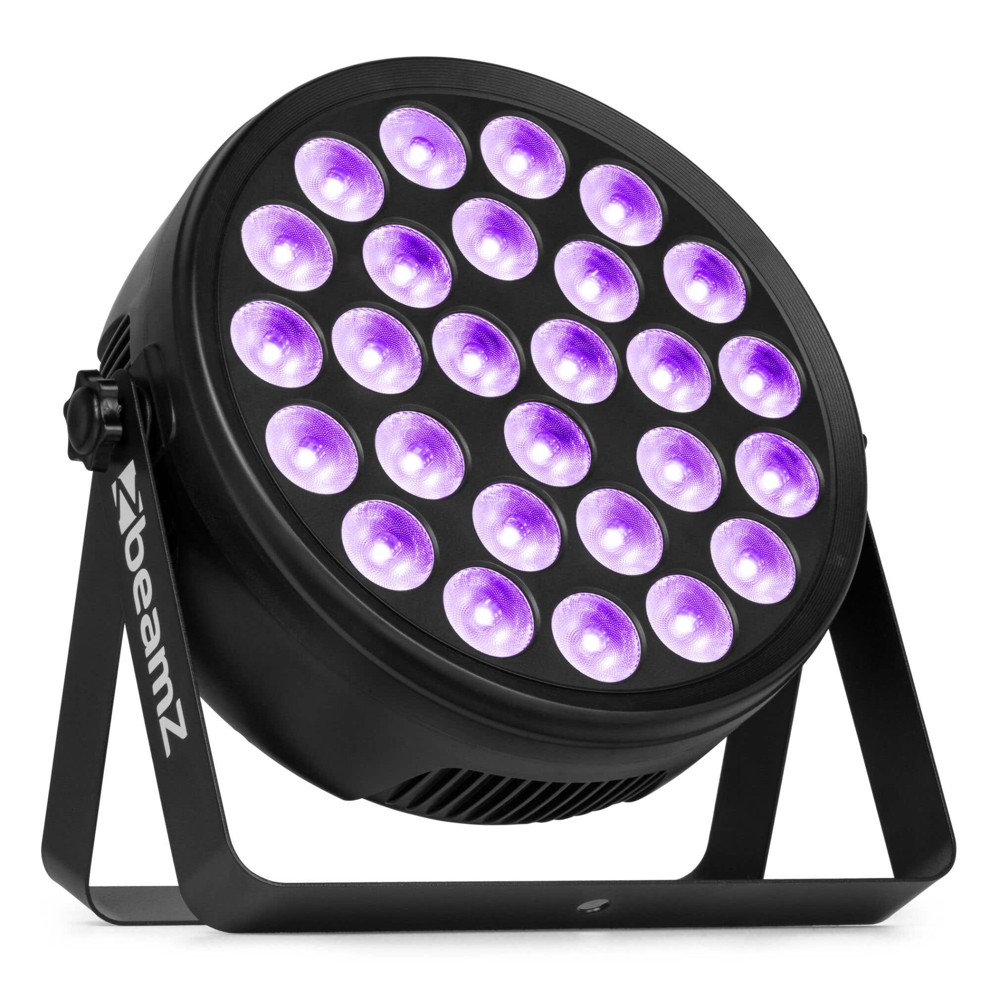 BeamZ BCC260 - FlatPAR LED RGBWA-UV 27x 6W Extra Plat avec Télécommande - Projecteur PAR LED DJ Puissant avec Effet UV pour Soirées