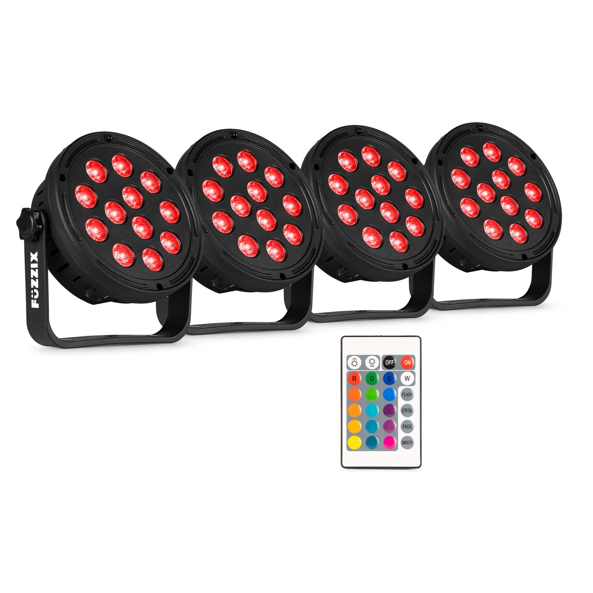 Fuzzix Comet M12 - Pack 4 × PAR LED 12 LED PC | Set Eclairage Compact & Plug-and-Play pour DJs & Mobilisations