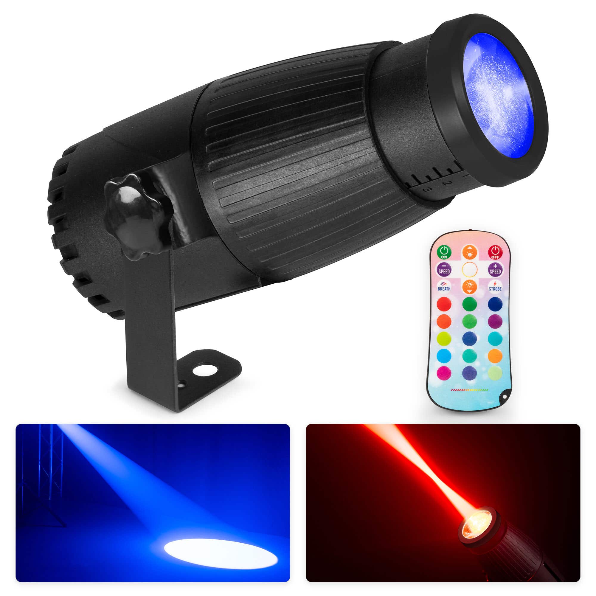 BeamZ PSZ18W - Pin Spot LED 18W RGBW avec Zoom Manuel | Effet Précis pour Boule à Facettes & Accentuation Scénique