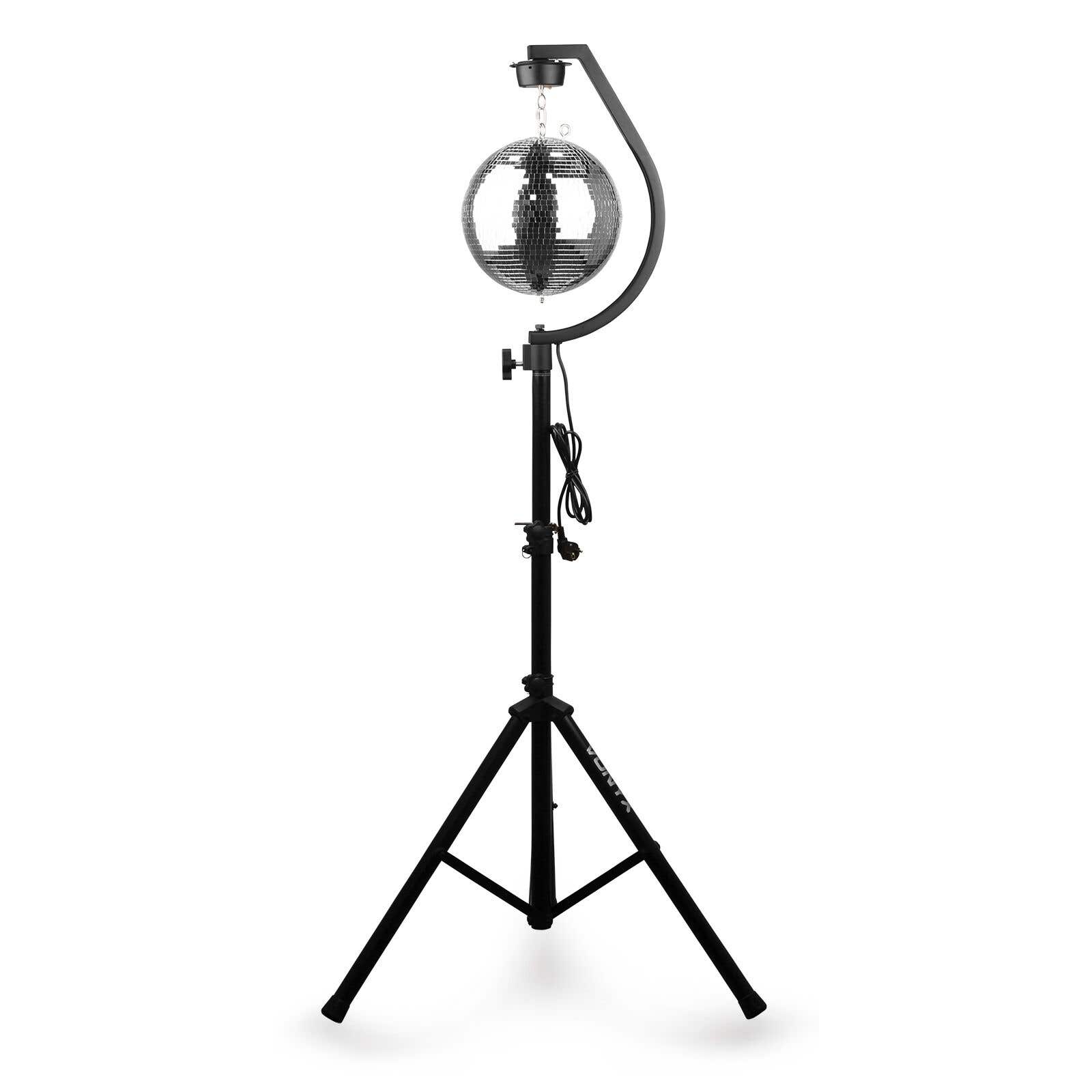 Support Motorisé Fuzzix MBS30 Pour Boule à Facettes 30 Cm – Rotation 3 Tr/min, Fixation Pied D’Enceinte, Effet Disco Parfait
