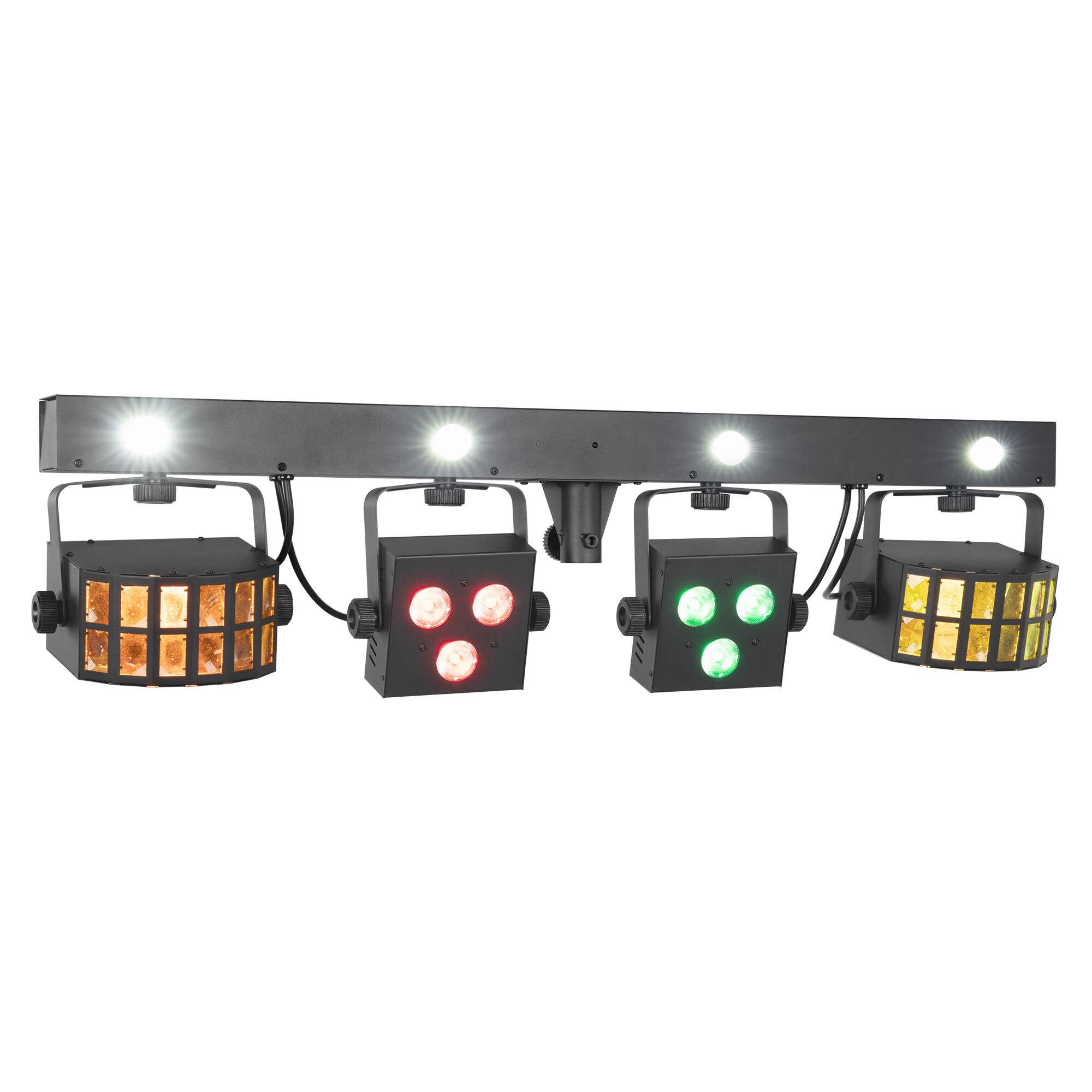 BeamZ SHOWBAR FREE2 - Barre avec 2x Derby, 2x PAR LED RGBW et Stroboscope DMX avec Sac
