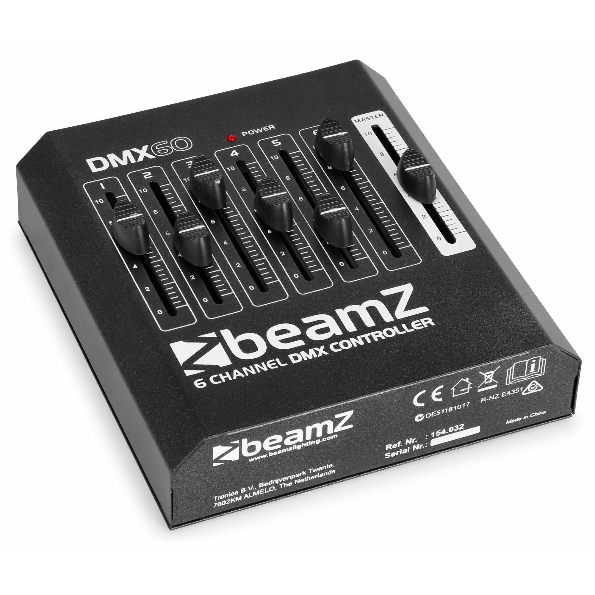 BeamZ DMX60 - Contrôleur DMX, 6 Canaux, Sortie DMX à 3 Broches