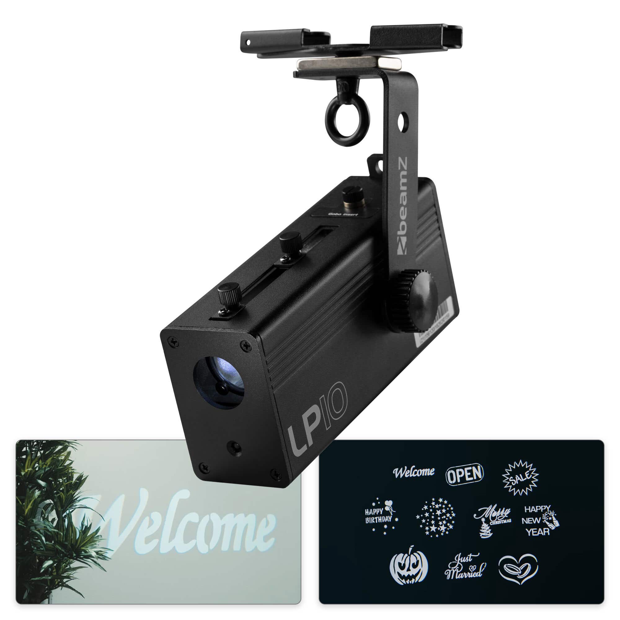 BeamZ LP10 Projecteur à GOBO/LOGO sur Batterie avec Gobos Inclus - 10 Watts