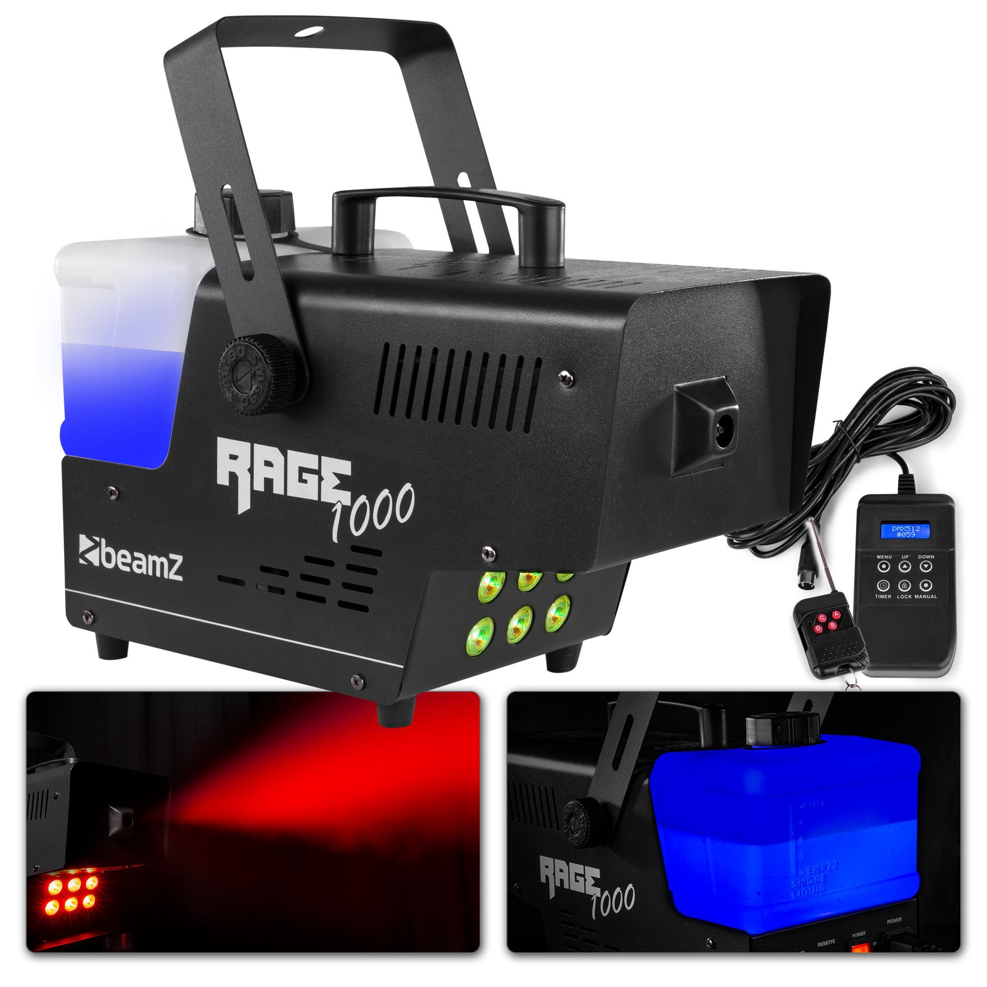 BeamZ RAGE1000LED - Machine à Fumée 1000 Watts avec LEDs RGB