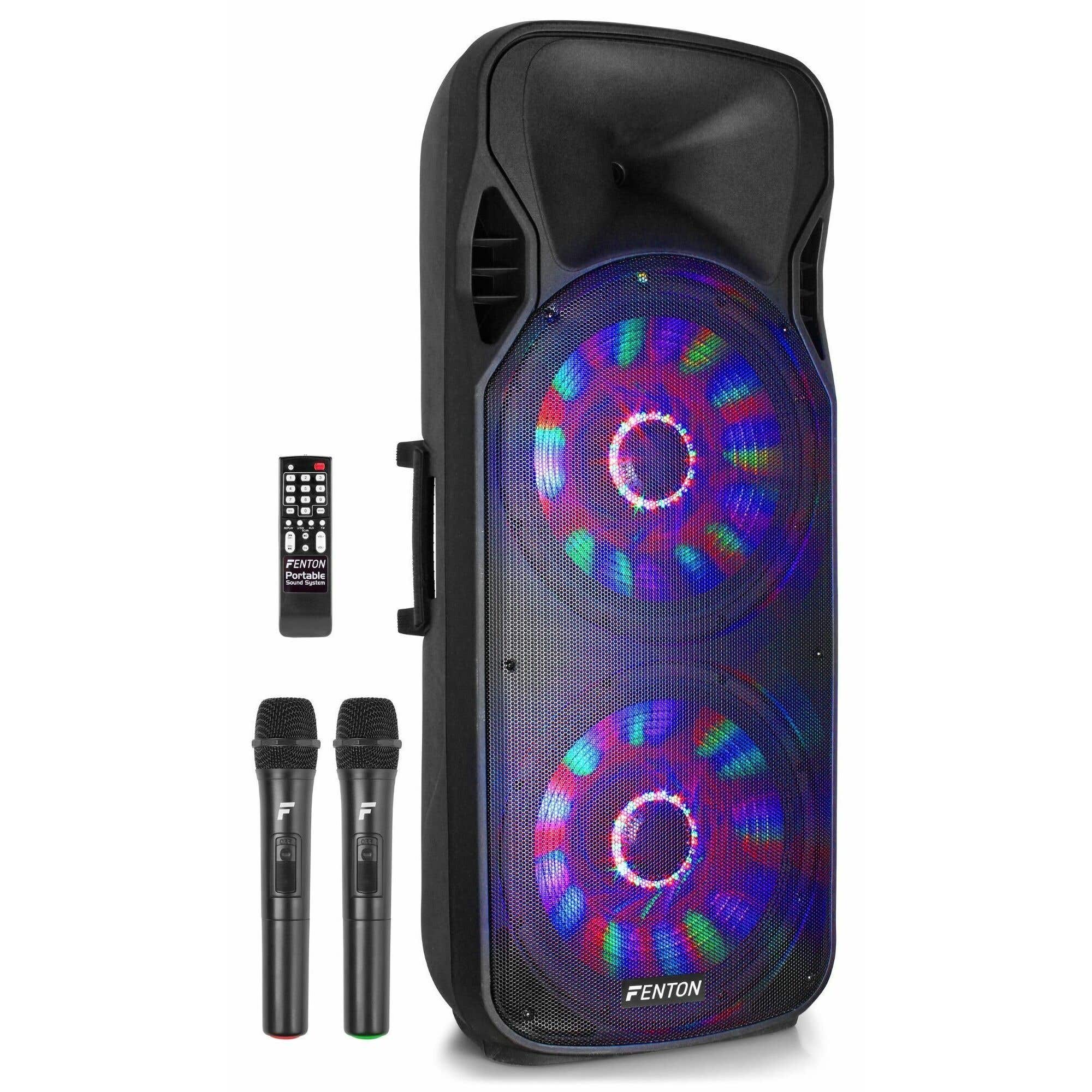 Fenton FT215LED - Enceinte Sono Portable LEDs avec Batterie – 1600 Watts