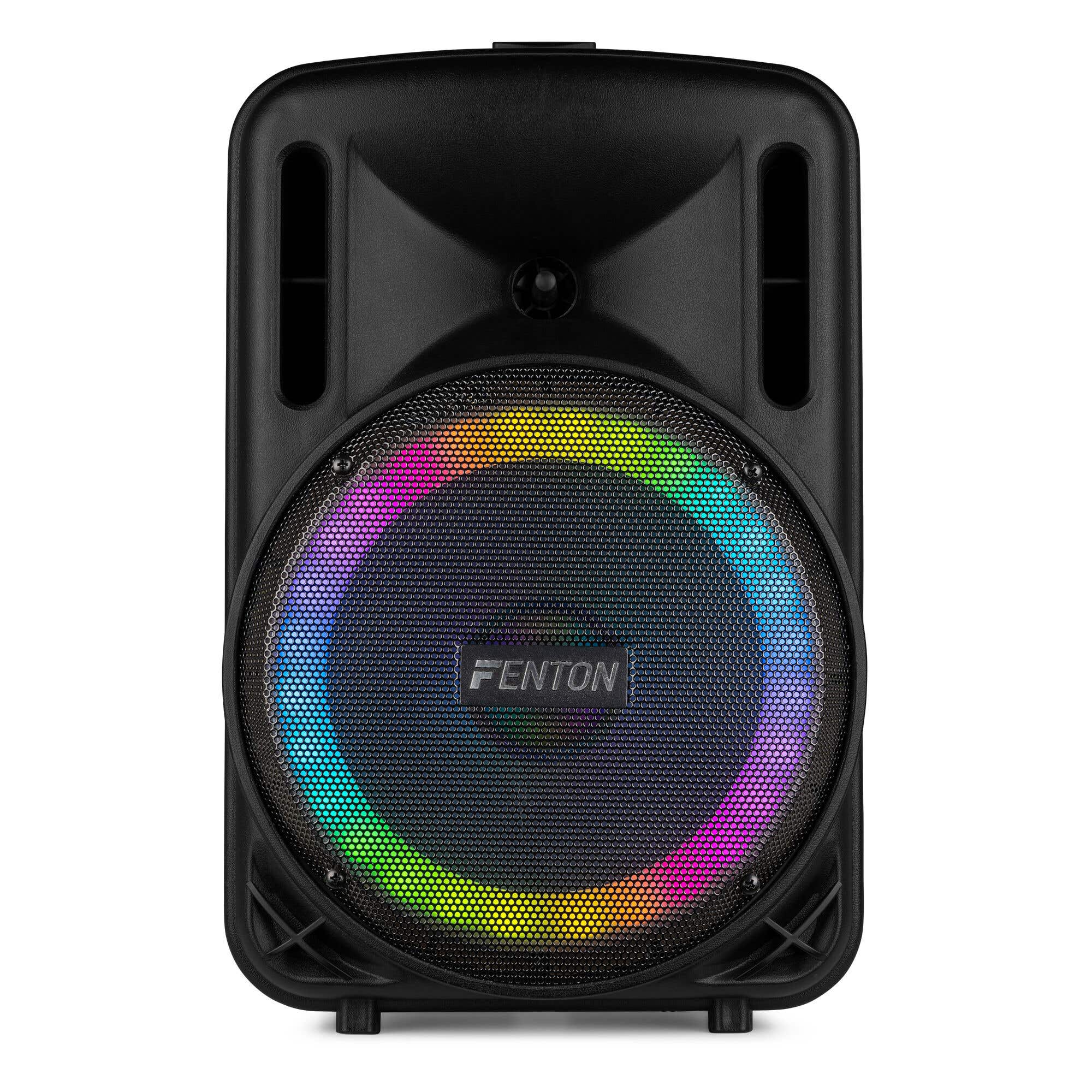Fenton FT10LED MK2 - Enceinte Soirée Bluetooth LEDs avec Batterie - 450 Watts, Micro UHF
