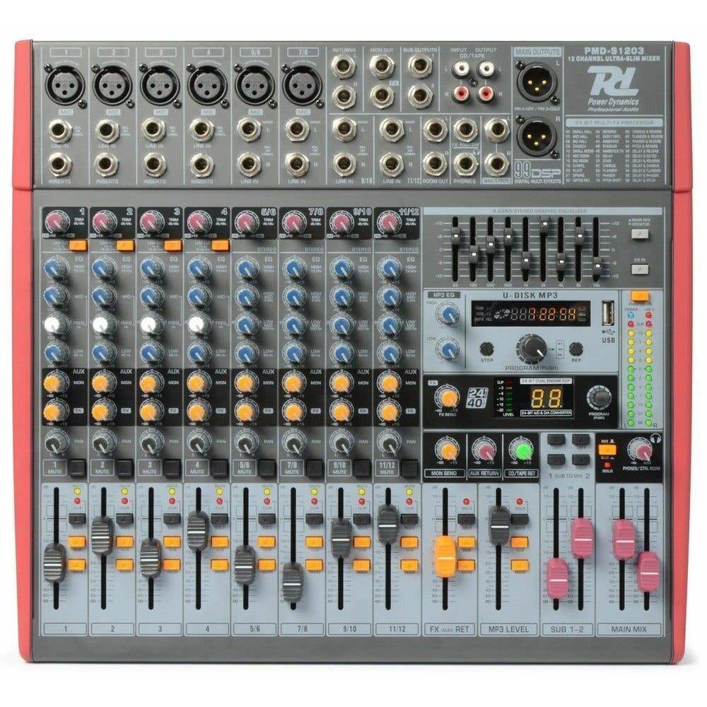 Power Dynamics PDM-S1203 - Console de Mixage, 12 Canaux, DSP/MP3/USB