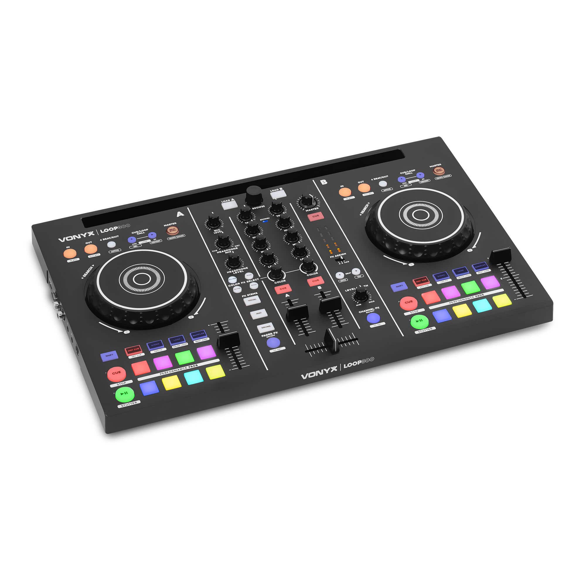 Vonyx Loop300 - Controleur DJ MIDI 2 Platines avec Virtual DJ LE et Entrée Micro