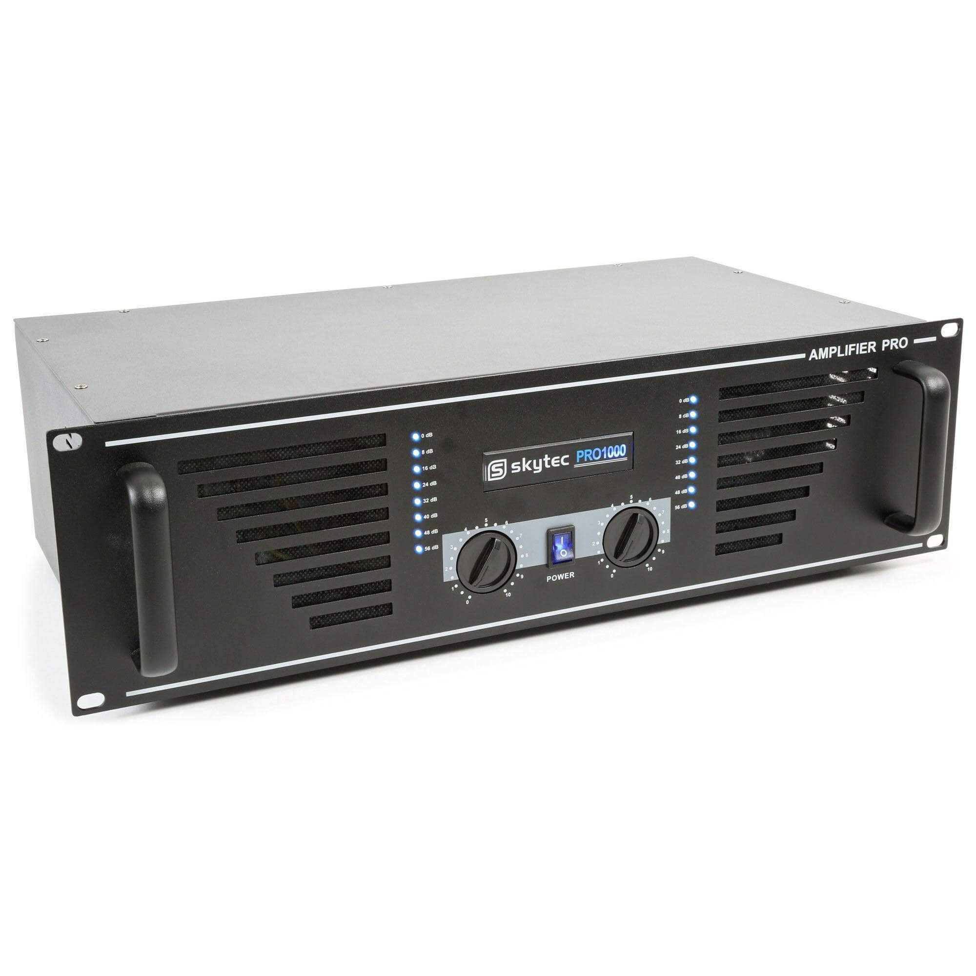 SkyTec SKY-1000B - Amplificateur professionnel, 2 x 1000 W 4 Ohms, technologie moderne - Noir