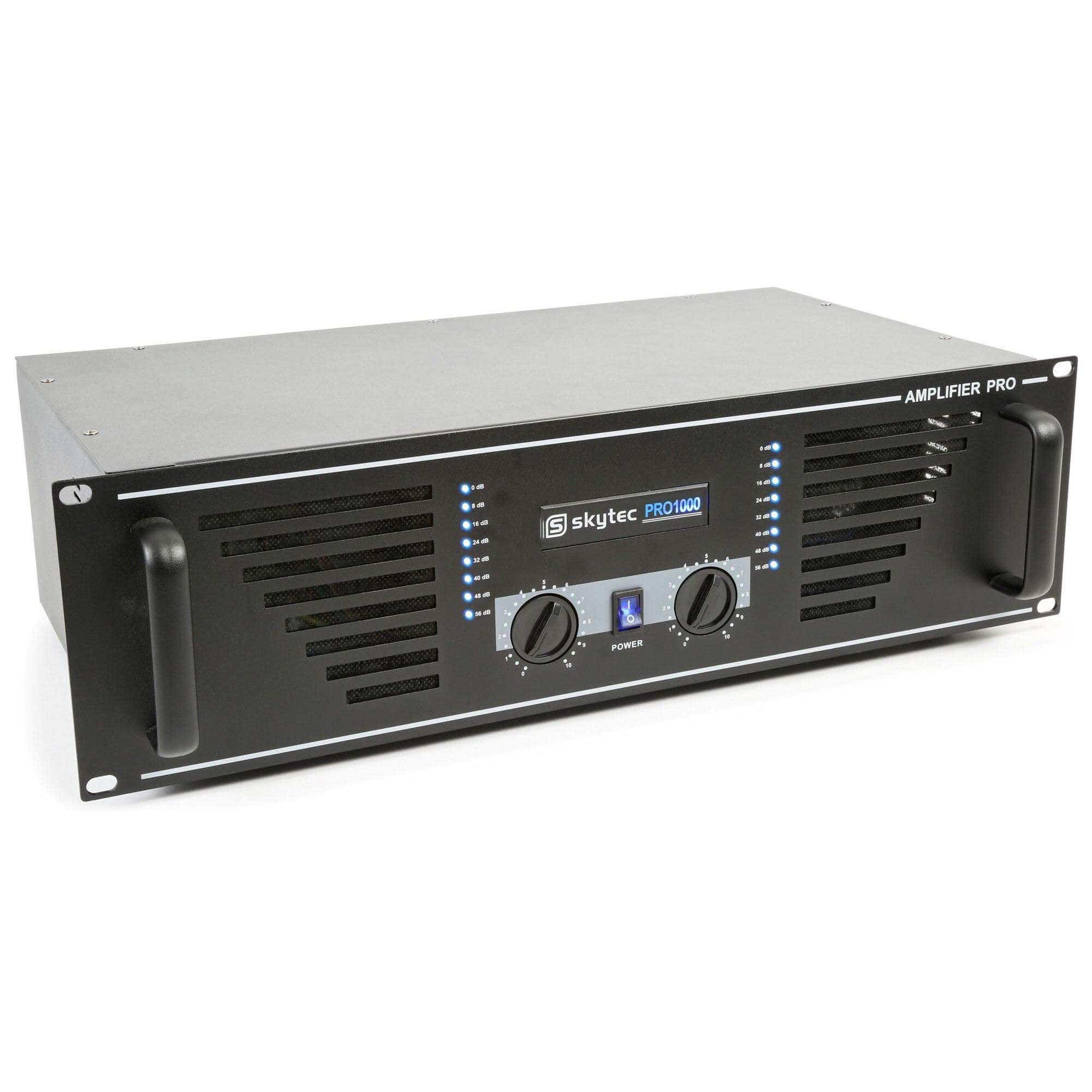 SkyTec SKY-1500B - Amplificateur Professionnel, 2x 1500W, Ventilateur Silencieux - Noir