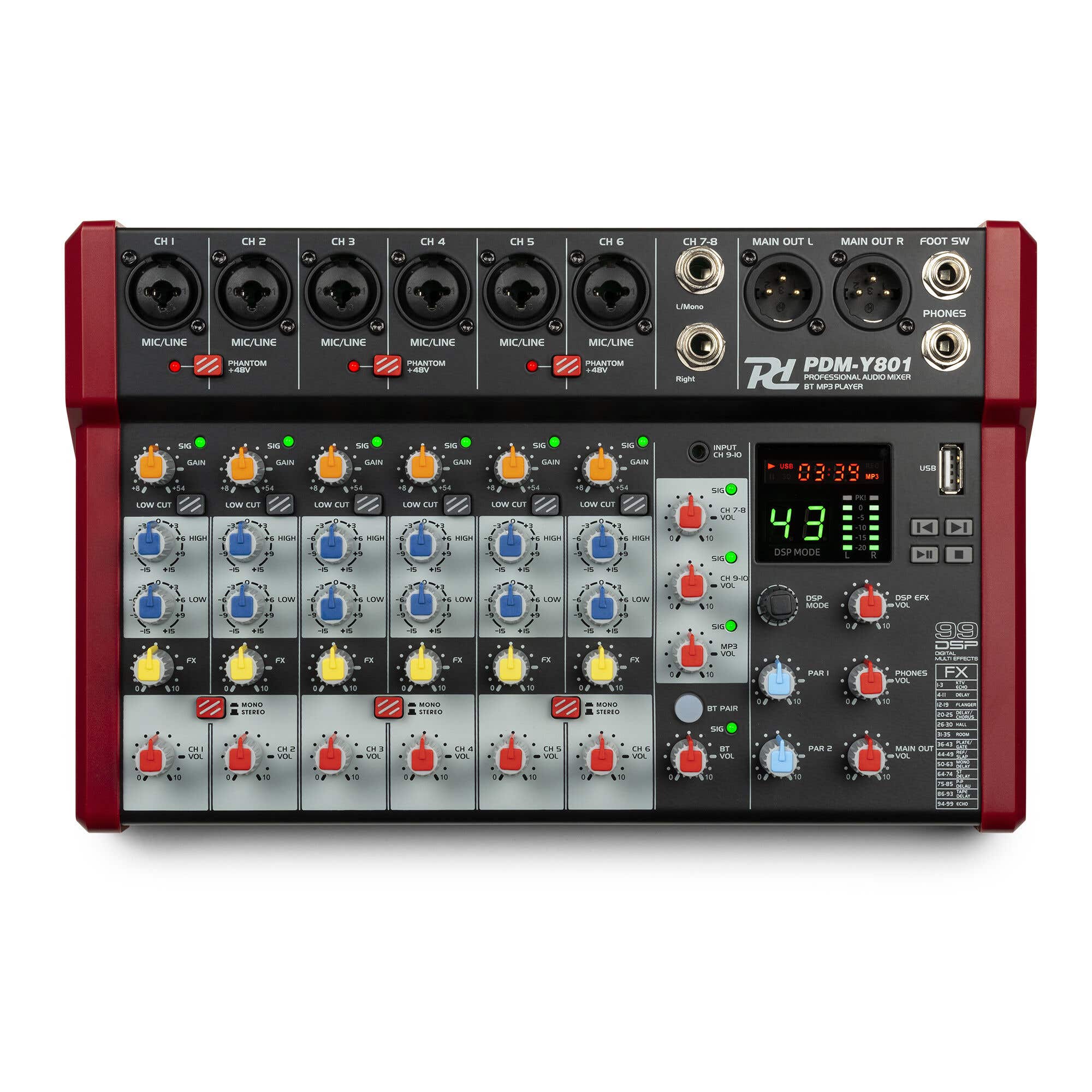 Power Dynamics PDM-Y801 - Console de Mixage 8 Canaux avec Bluetooth