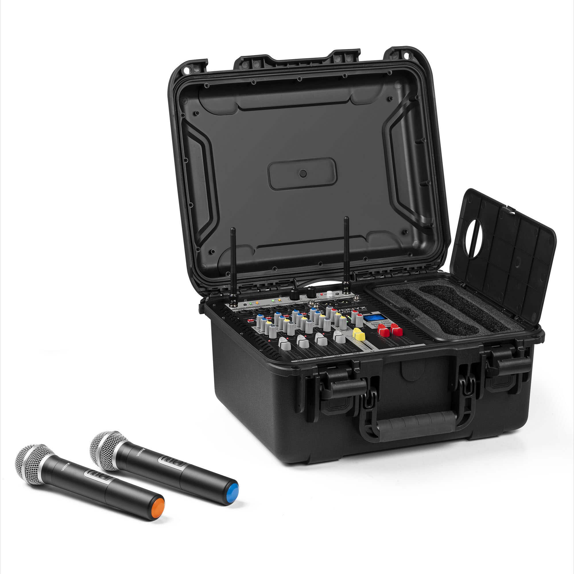 Vonyx VMA106 - Table de Mixage Amplifiée 6 Canaux avec 2 Micros Sans Fil UHF - 1200 Watts