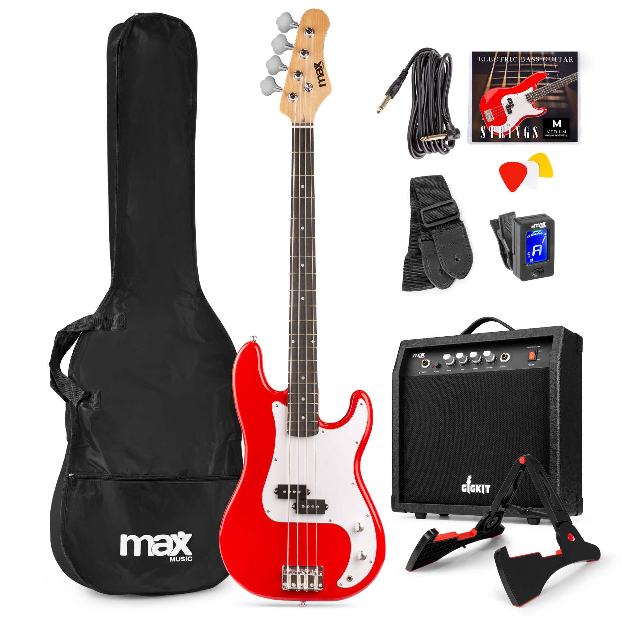 Max GigKit - Basse Électrique Pack Débutant Ampli 40 Watts - Rouge