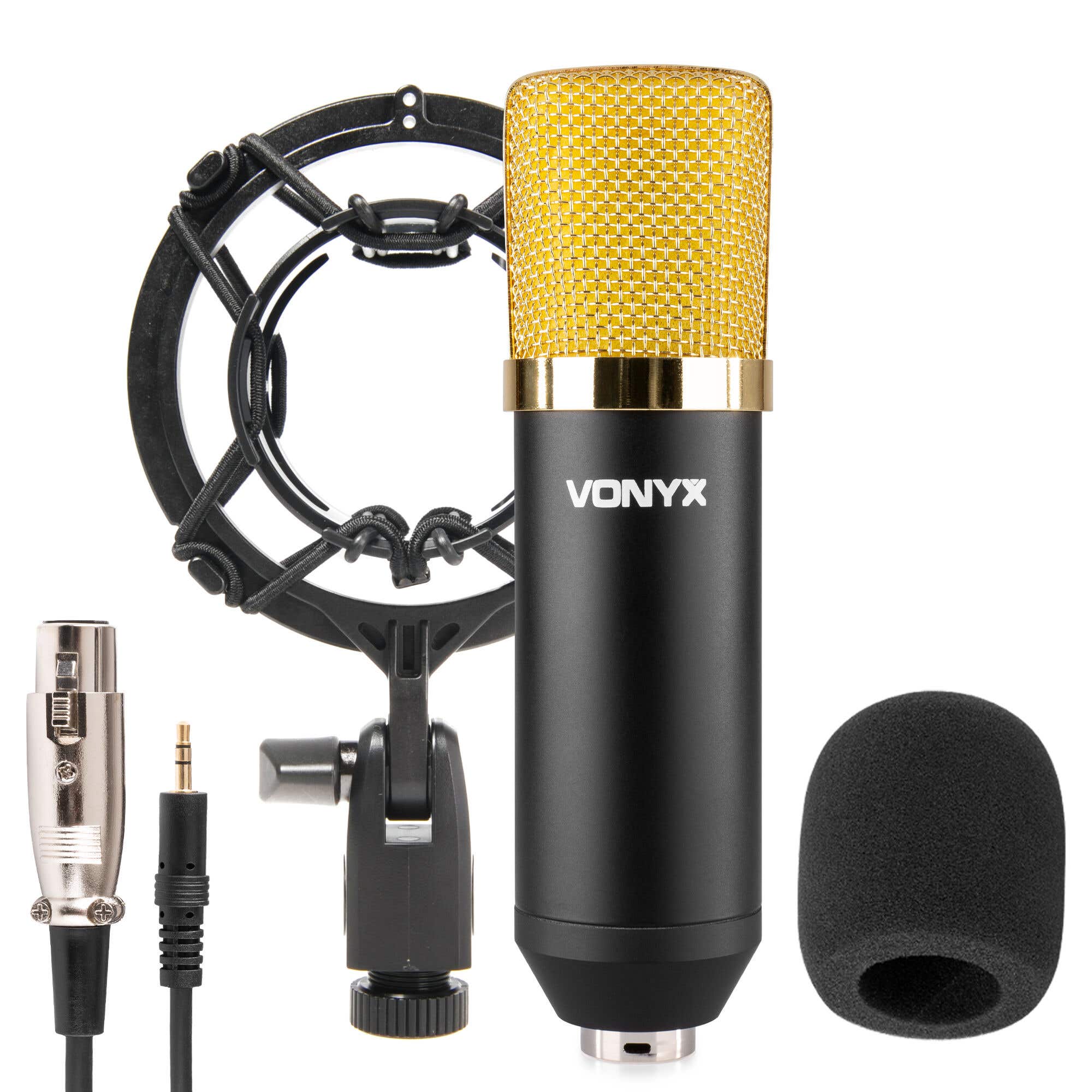 Vonyx CM400 - Microphone à Condensateur - Noir et Or