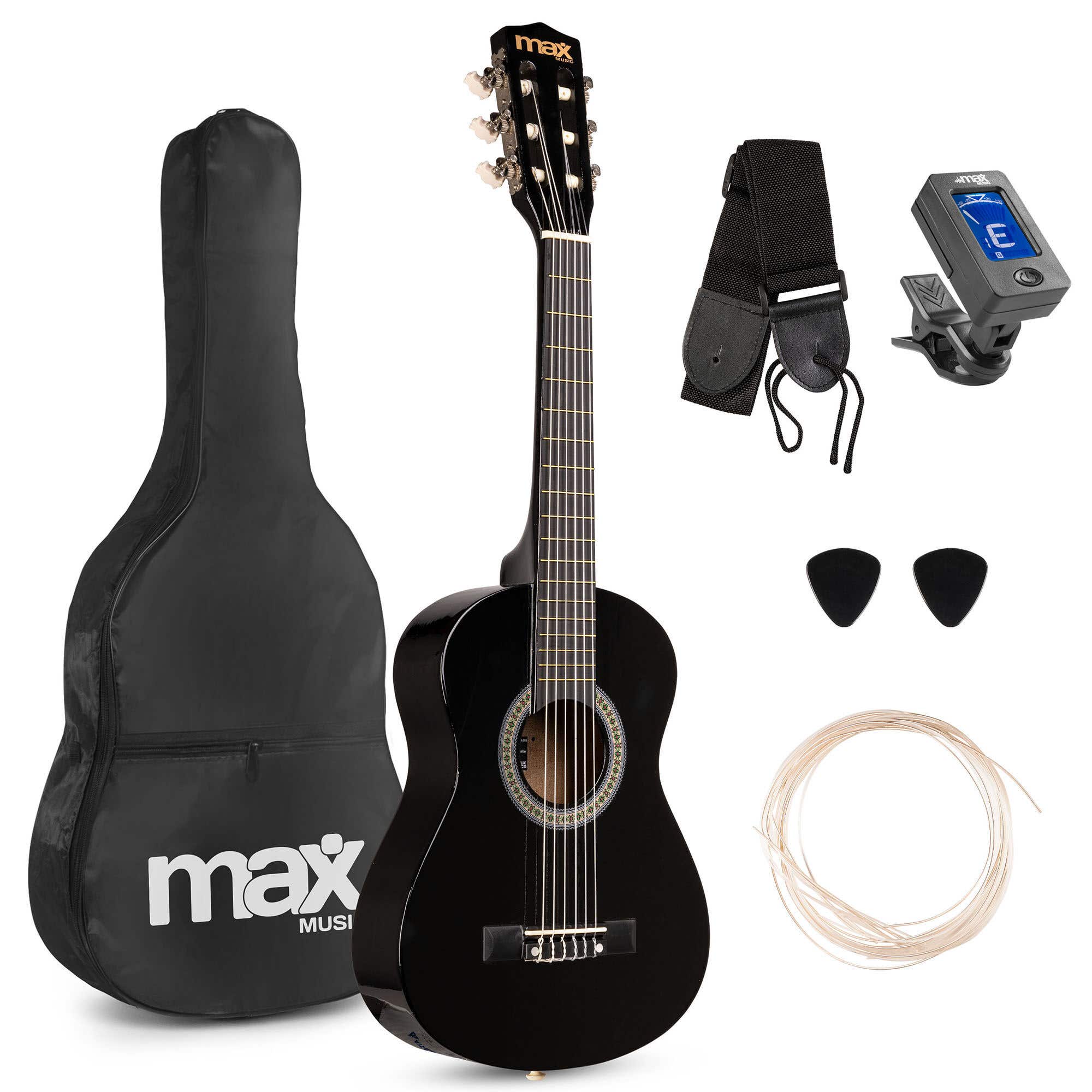 Guitare Acoustique Classique - MAX - SoloArt - Noir - Set Complet Pour