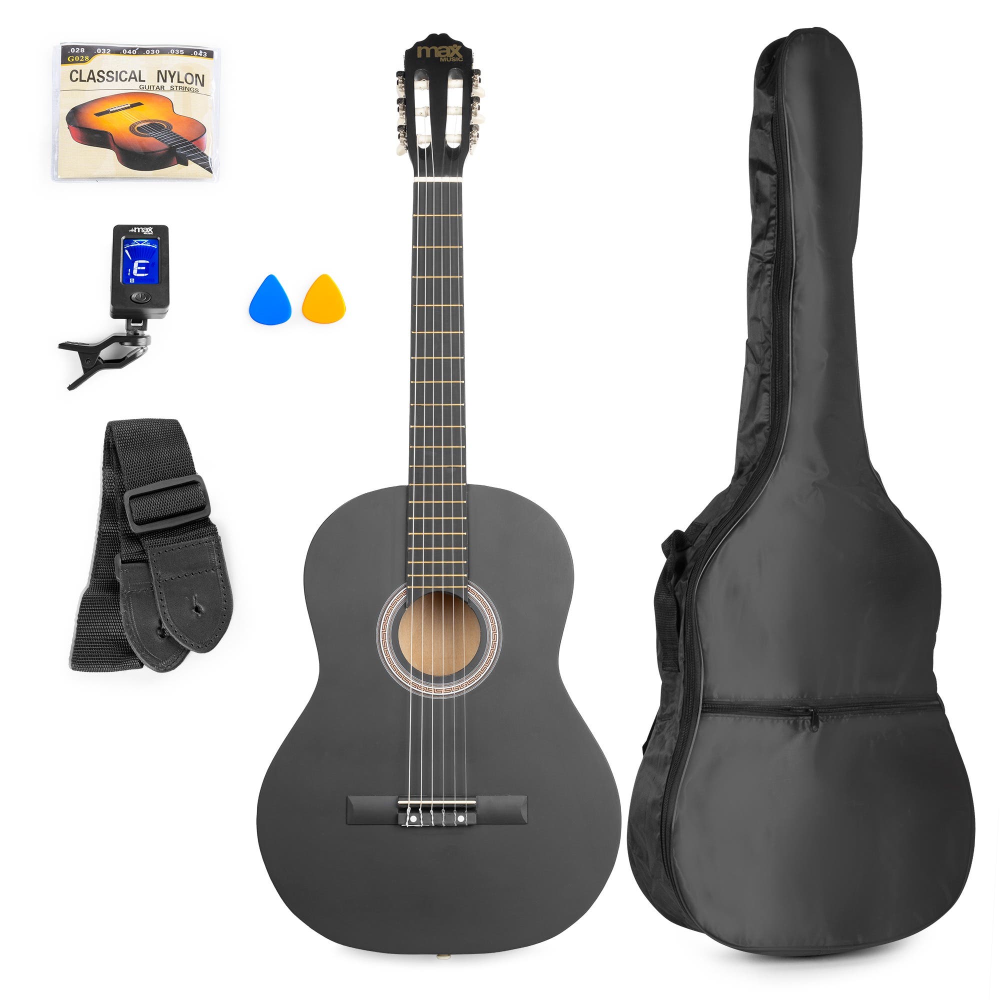 Max SoloArt - Guitare Acoustique Classique Pack Débutant - Noir Mat