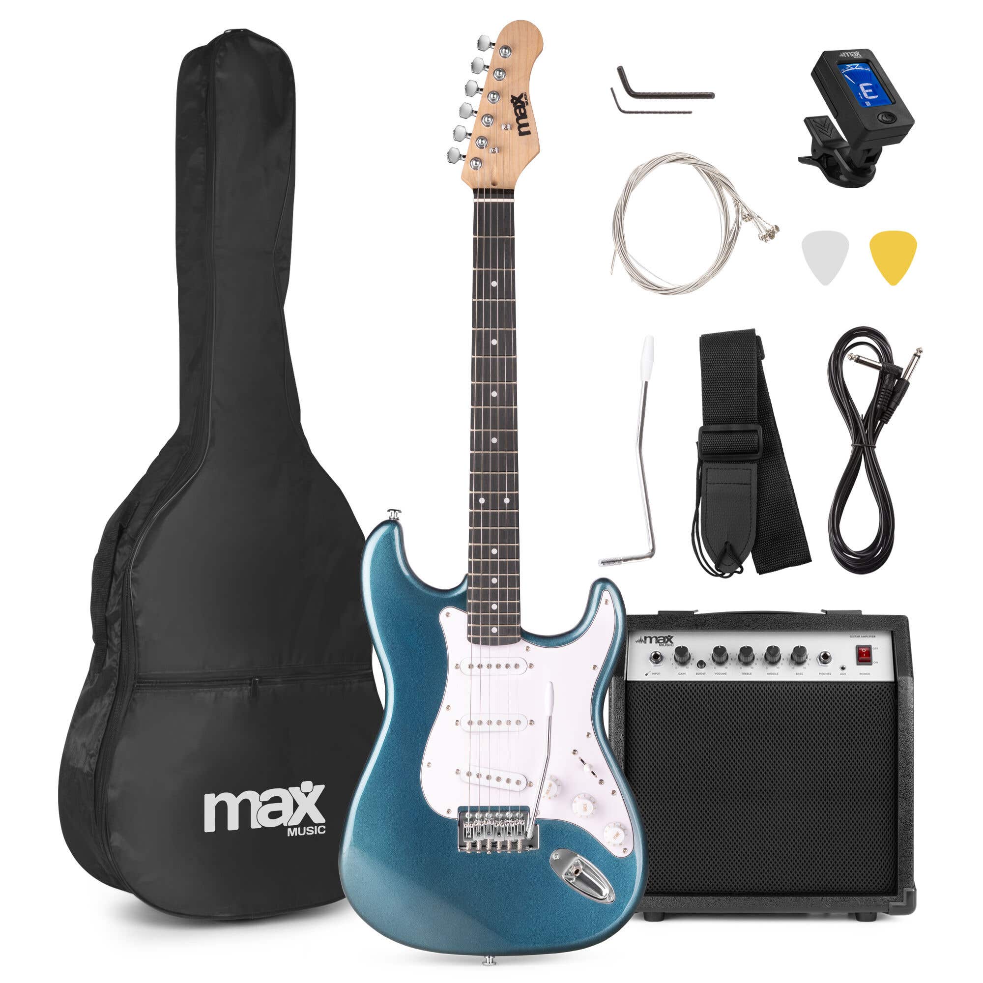 Max GigKit - Guitare Électrique Pack Débutant Ampli 40 Watts - Pétrole
