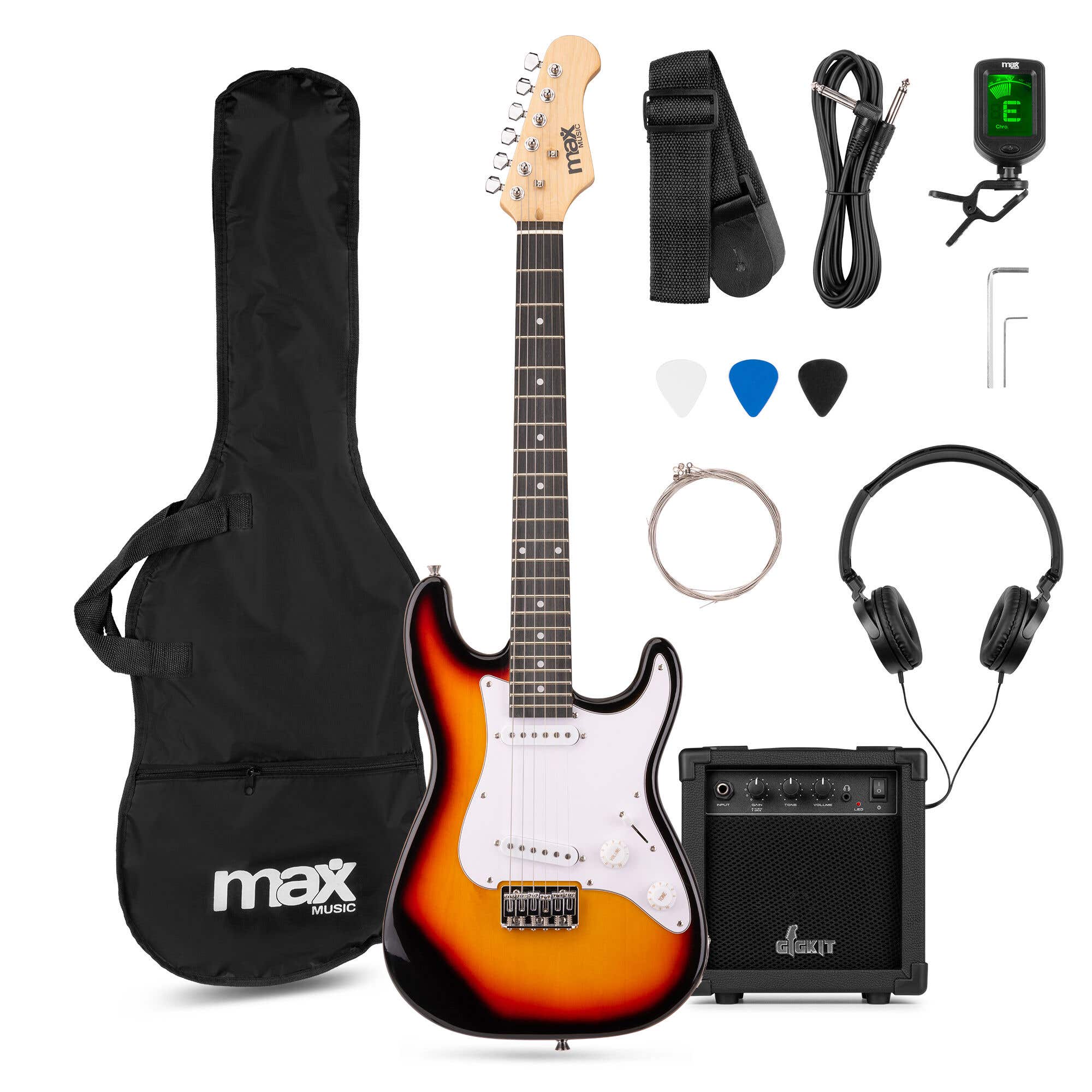 MAX GigKit Junior – Guitare Électrique Enfant 3/4 Sunburst Ampli 20W. Disponible chez Sono Matériel - Vue 1